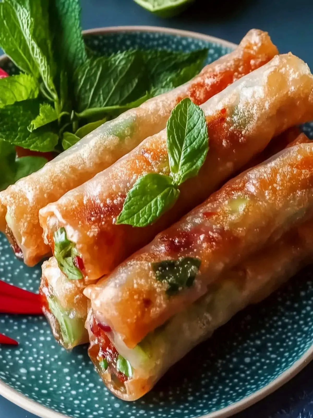 Goldene knusprige Reispapier-Frühlingsrollen selbstgemacht 2 Goldene knusprige Reispapier-Frühlingsrollen selbstgemacht