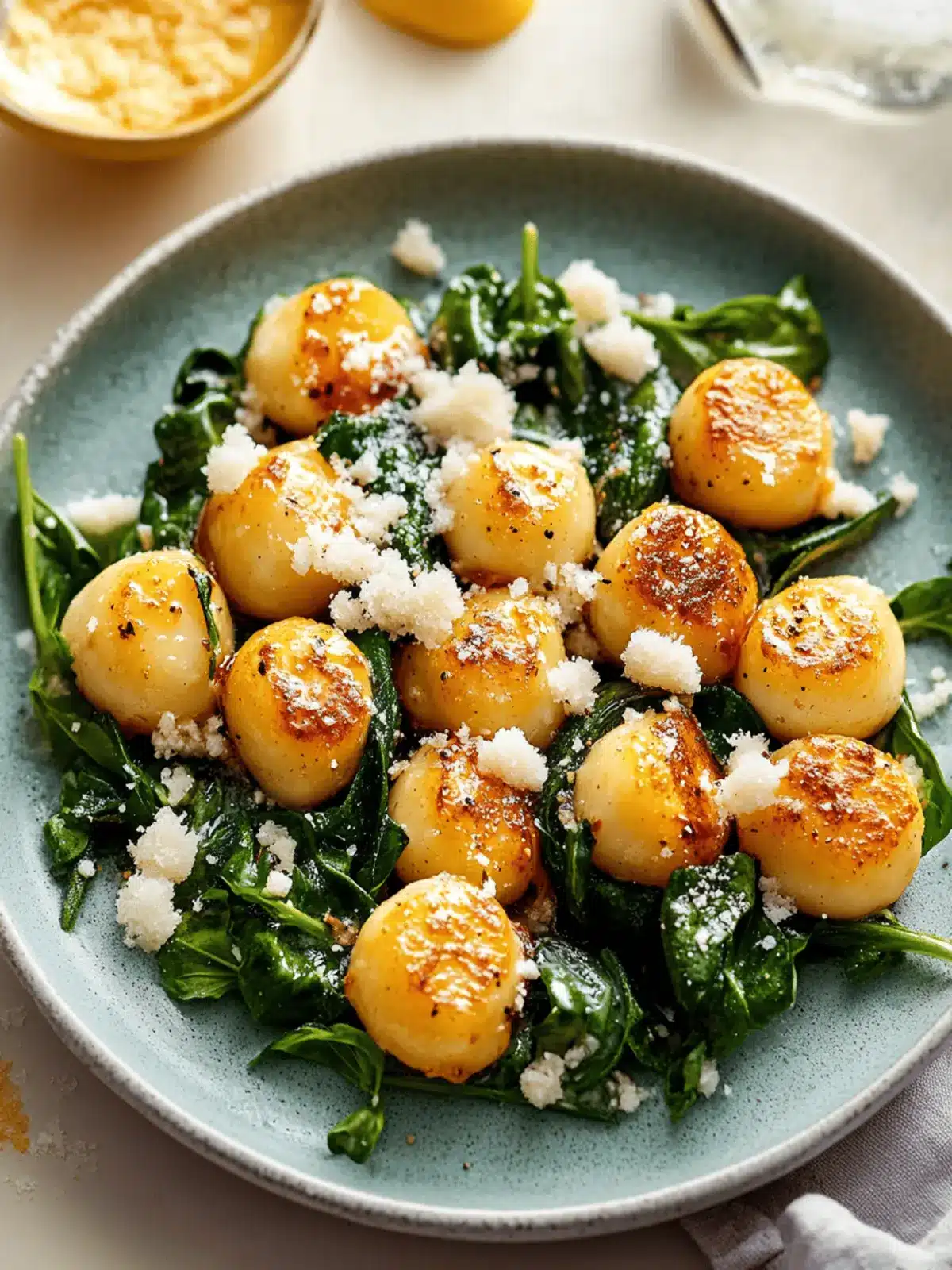 Knusprige Gnocchi mit Spinat und Feta