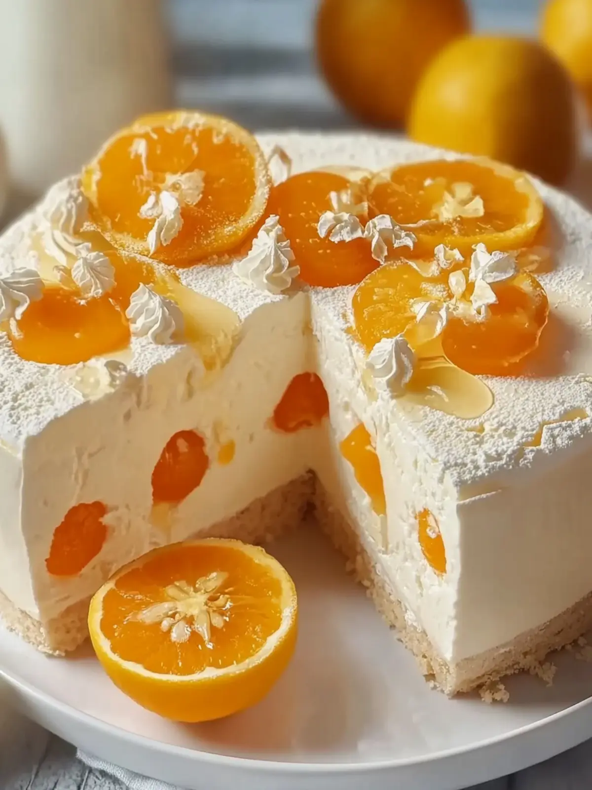 Fanta-Kuchen mit Paradiescreme und Mandarinen