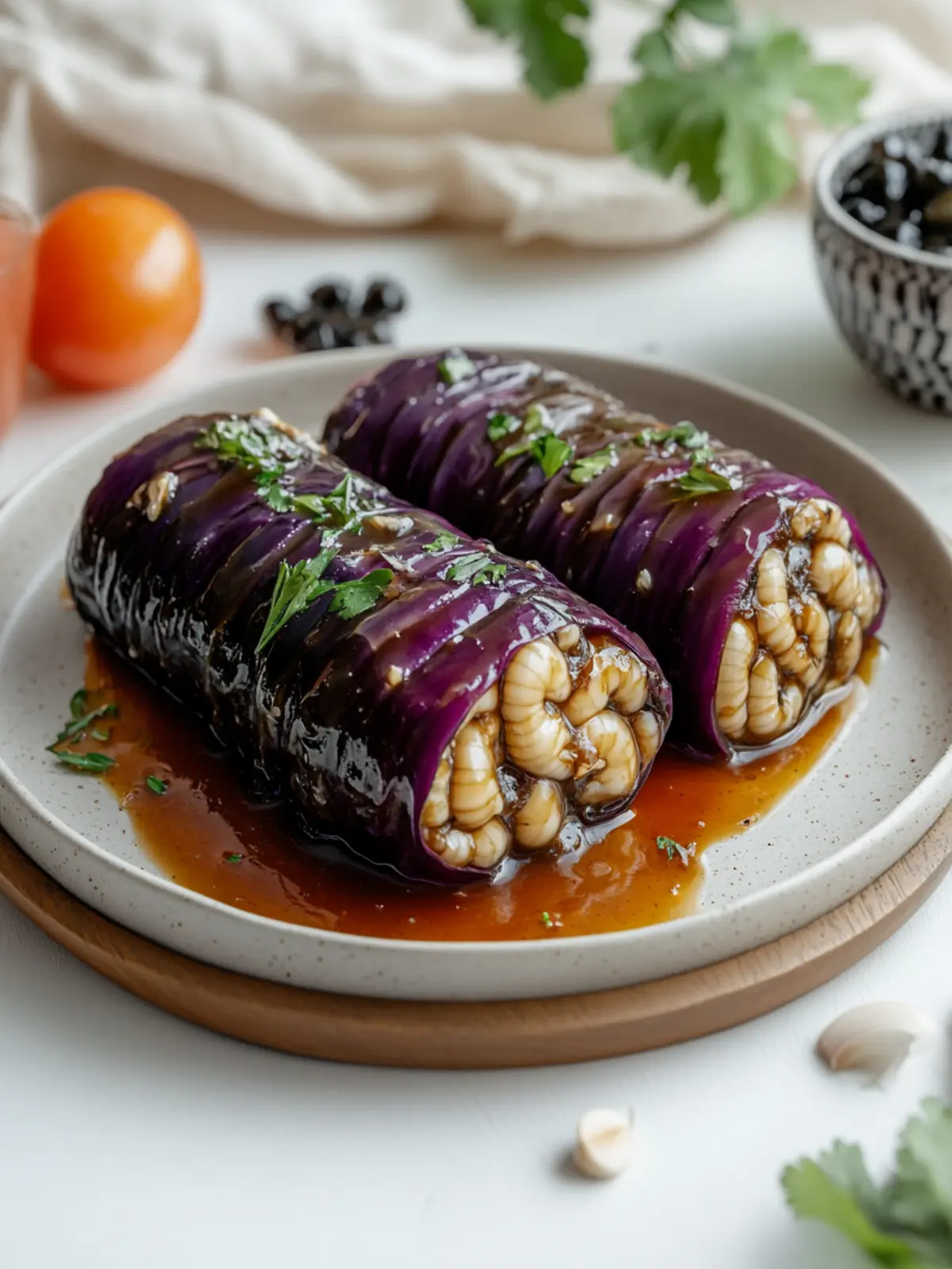 Rotkohlsäulen mit Reis gefüllt für Festtage 3 Rotkohlsäulen mit Reis gefüllt sind perfekt für besondere Anlässe