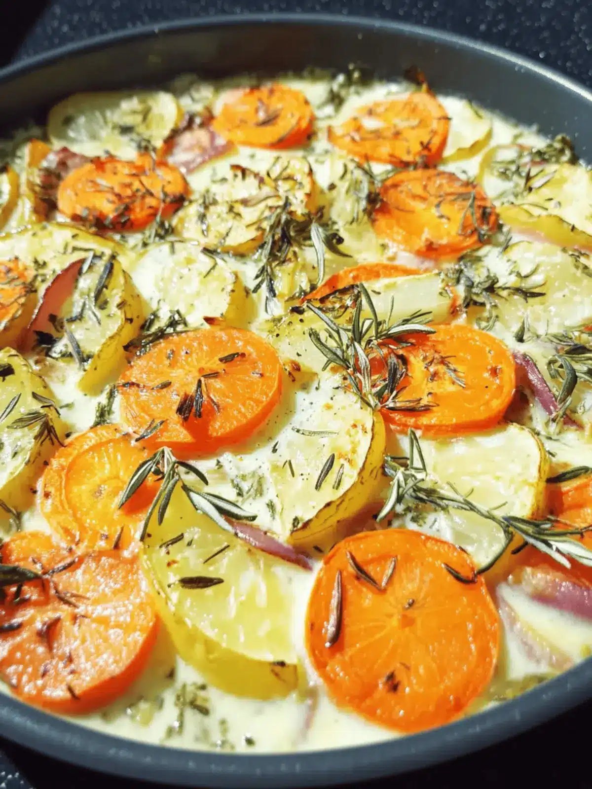 Cremig gerösteter Kohlrabi und Karotten