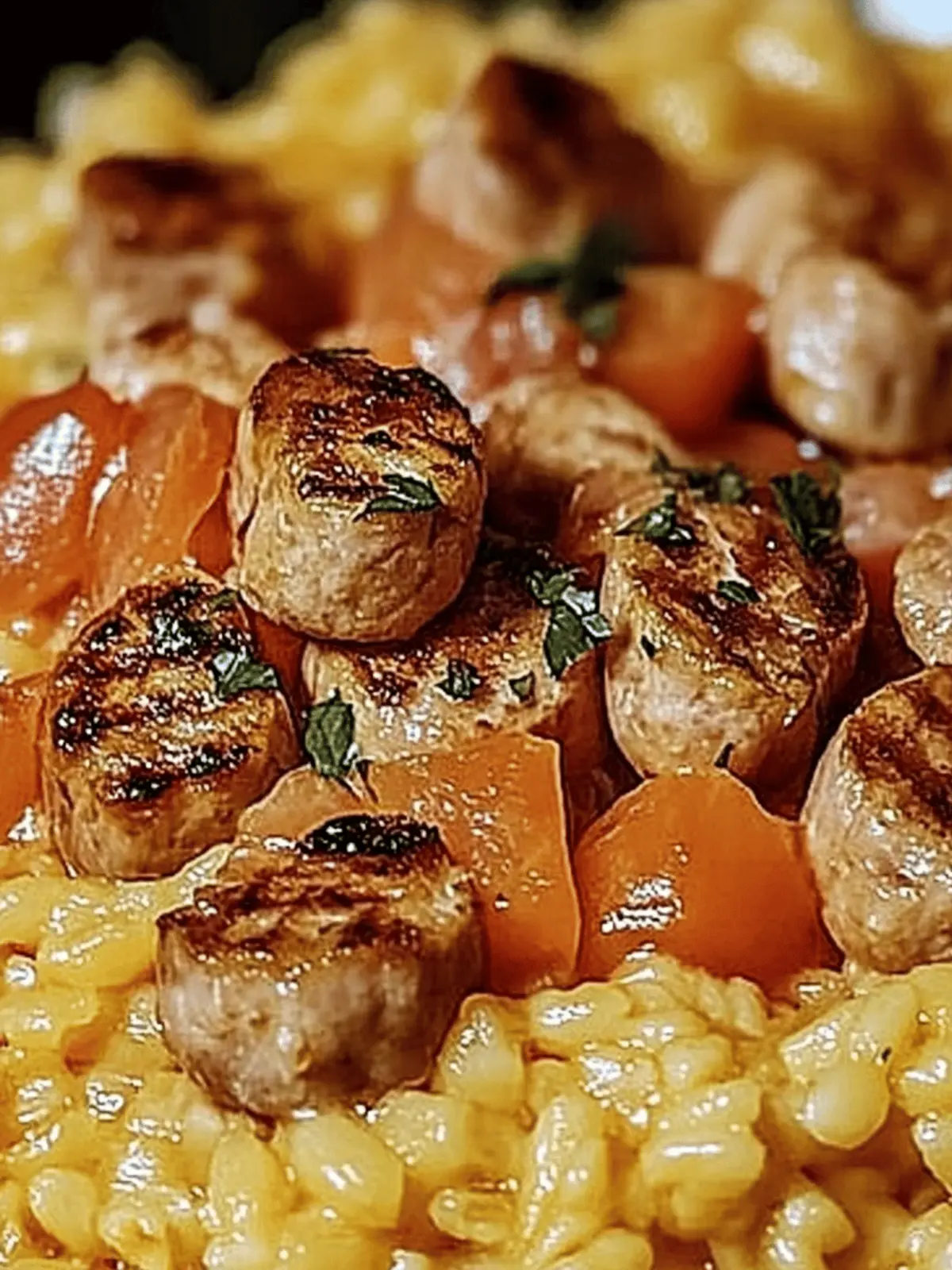 Herzhaftes Würstchen und Reis Pfanne