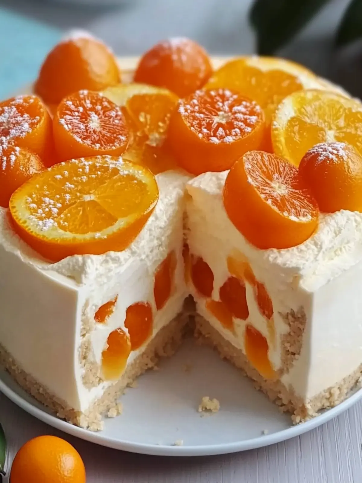 Fanta-Kuchen mit Paradiescreme und Mandarinen