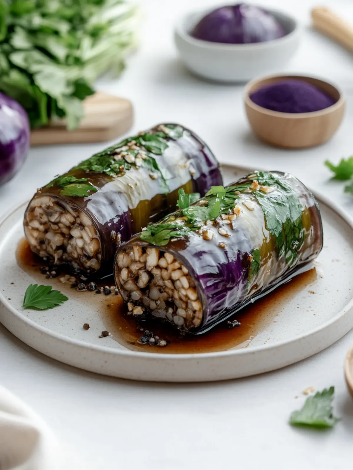 Rotkohl-Rollen gefüllt mit Reis sind perfekt für besondere Anlässe