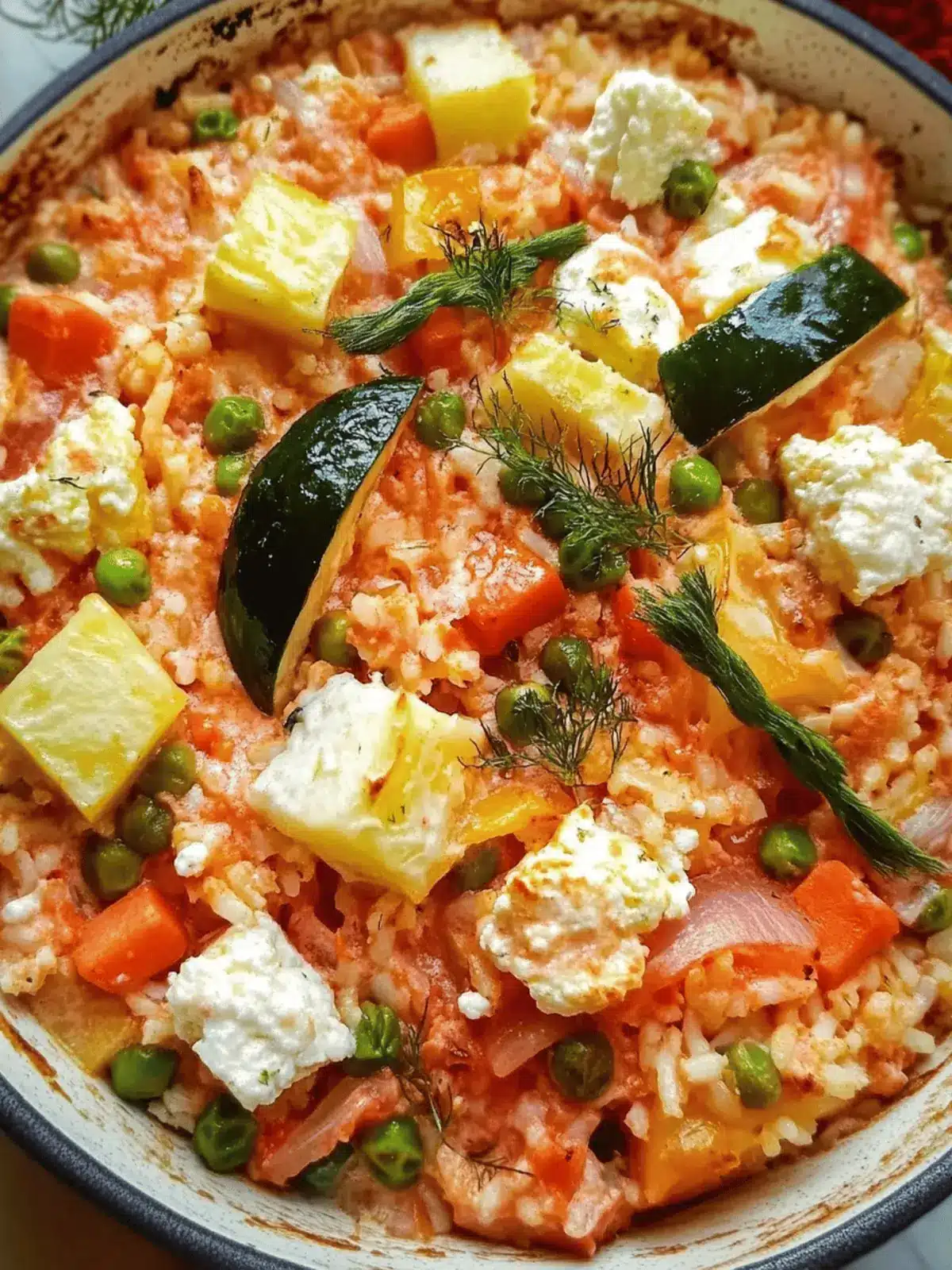 Überbackener Reis mit Feta und Gemüse schnell zubereiten 2 Überbackener Reis mit Feta und Gemüse