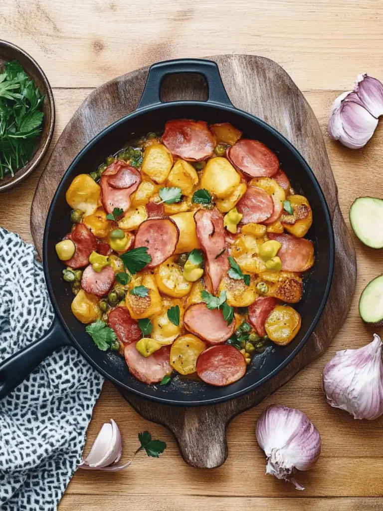 Herzhaftes Bauernfrühstück aus der Pfanne