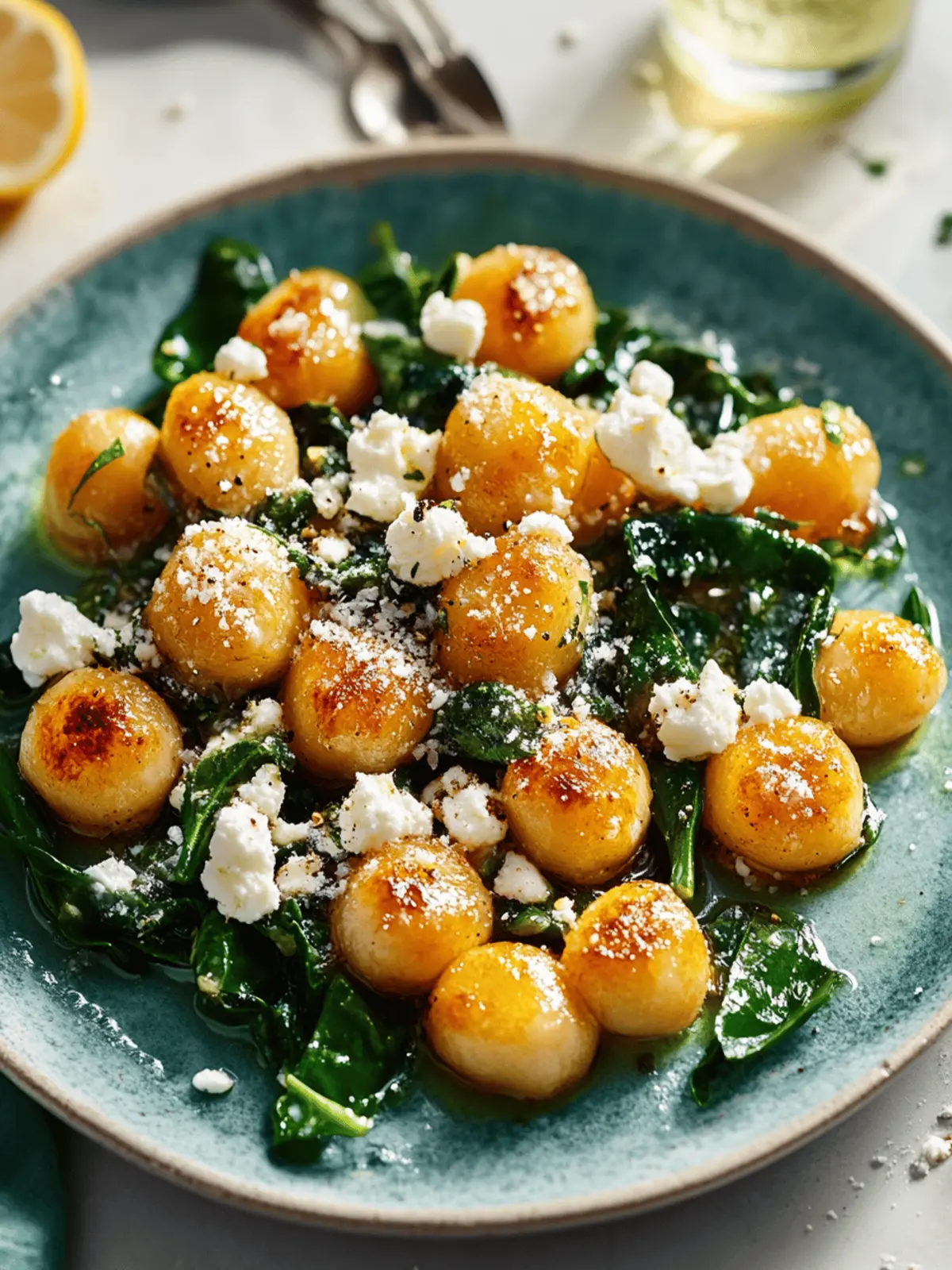 Knusprige Gnocchi mit Spinat und Feta