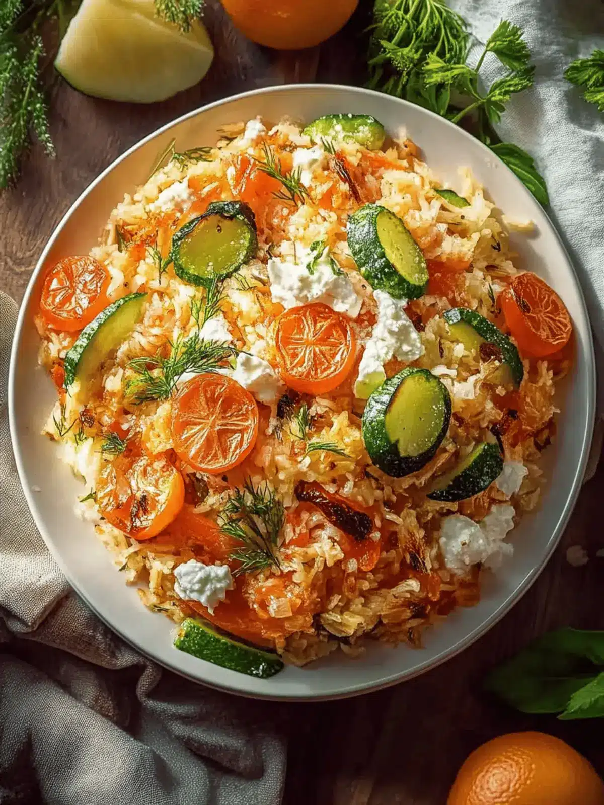 Überbackener Reis mit Feta und Gemüse: Mediterraner Genuss 4 Überbackener Reis mit Feta und Gemüse