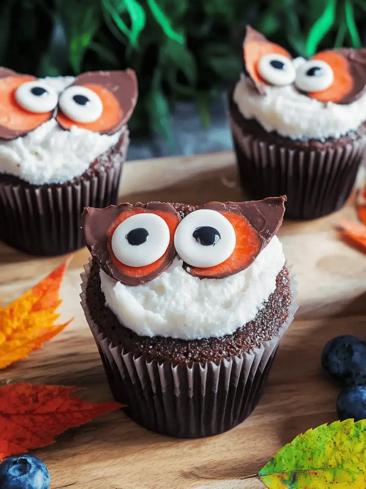 Eulenmuffins mit Oreo-Keksen für feste Feiern 3 Eulenmuffins mit Oreo-Keksen