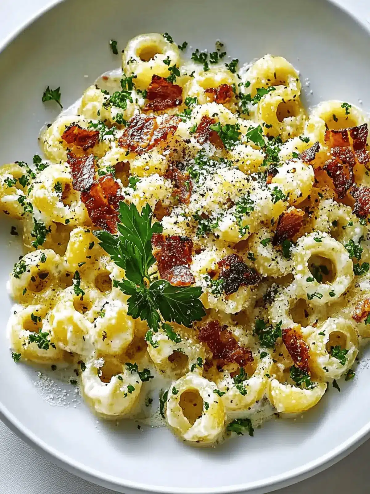 Spätzle Carbonara mit knusprigem Speck