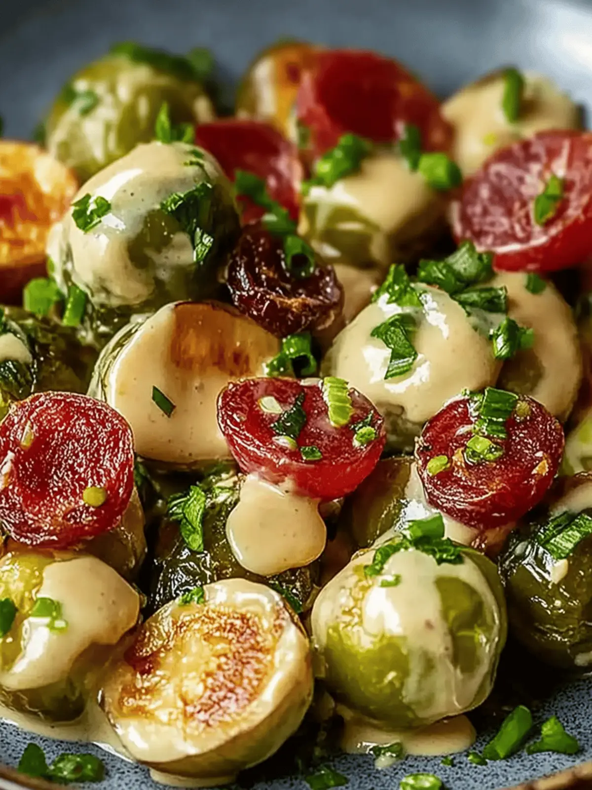 Gebackene Rosenkohl mit Speck und Senfsoße zaubern 4 Gebratene Rosenkohl mit Speck und Senfsoße