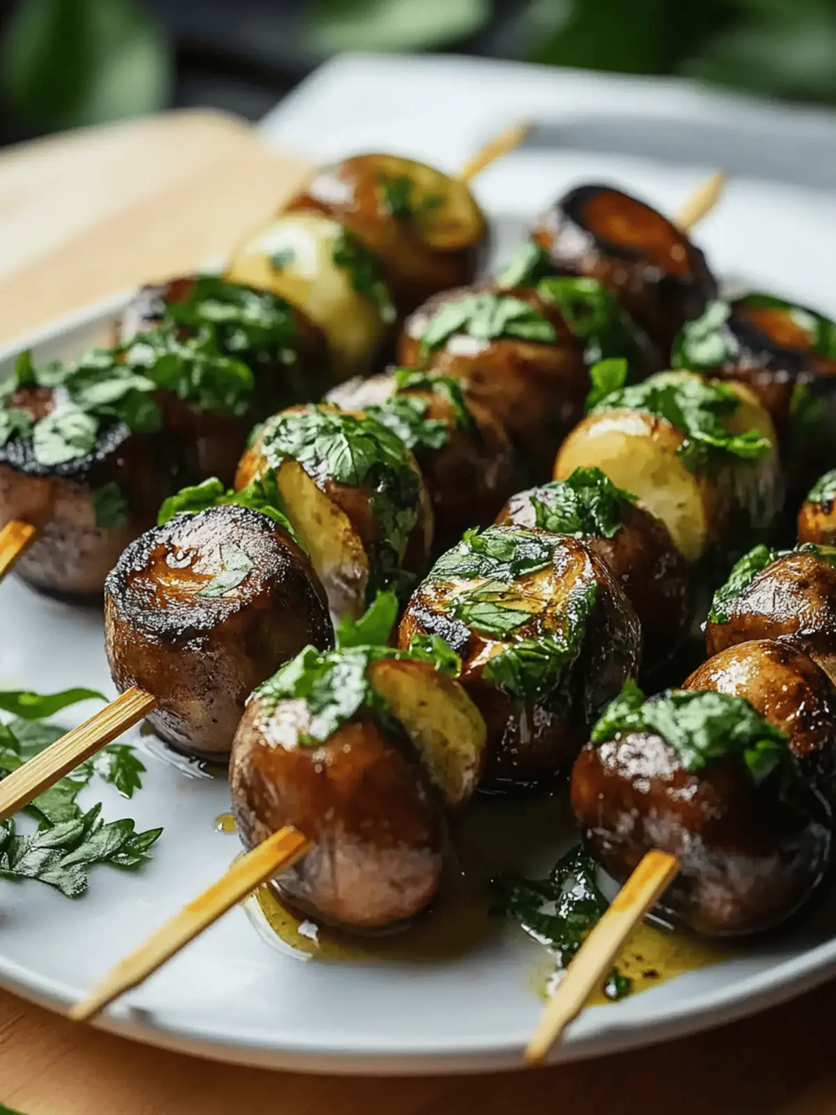 Gegrillte marinierte Pilzspieße für deinen Grillabend 2 Gegrillte marinierte Pilzspieße