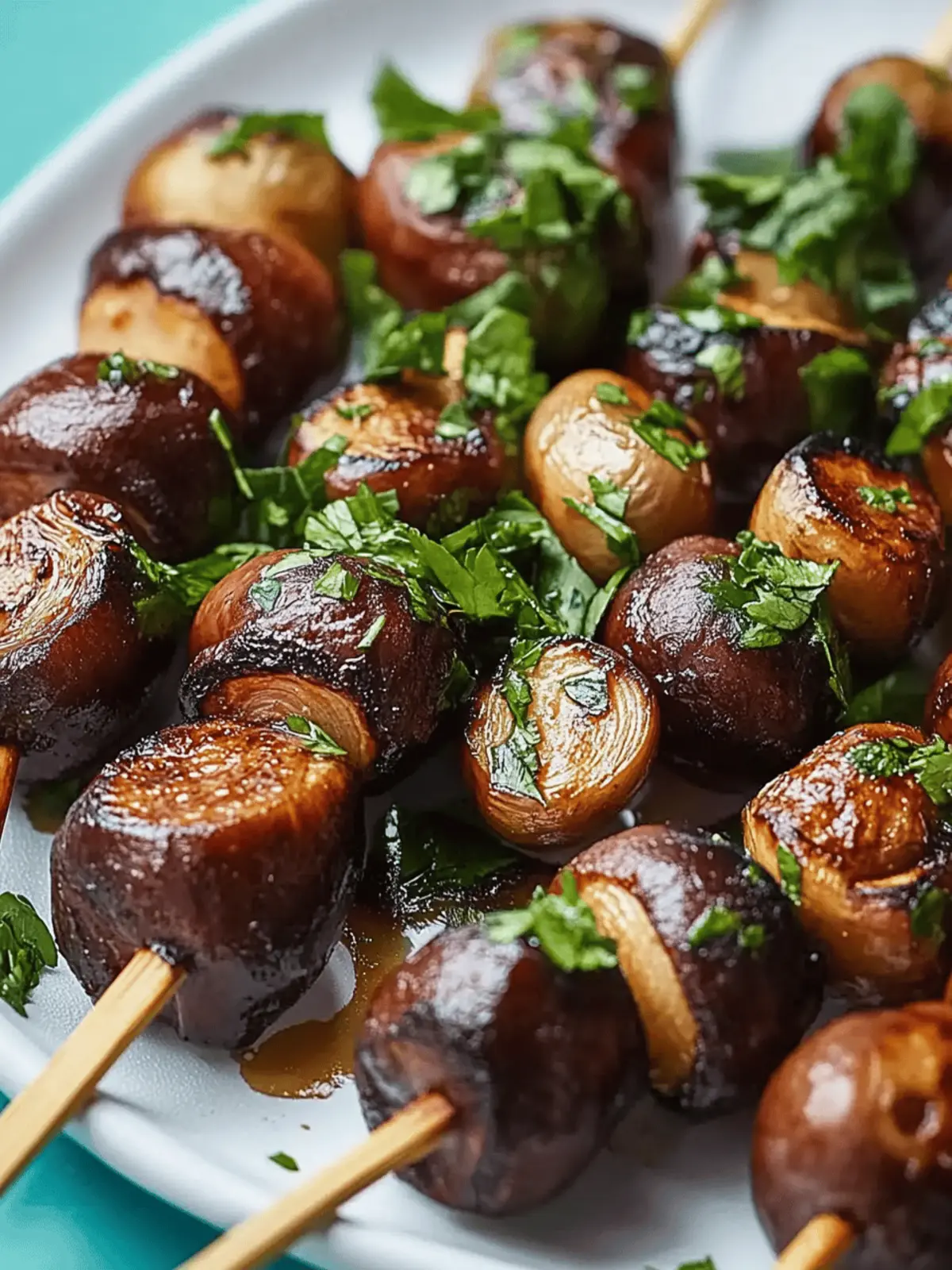 Gegrillte marinierte Pilzspieße für deinen Grillabend 4 Gegrillte marinierte Pilzspieße