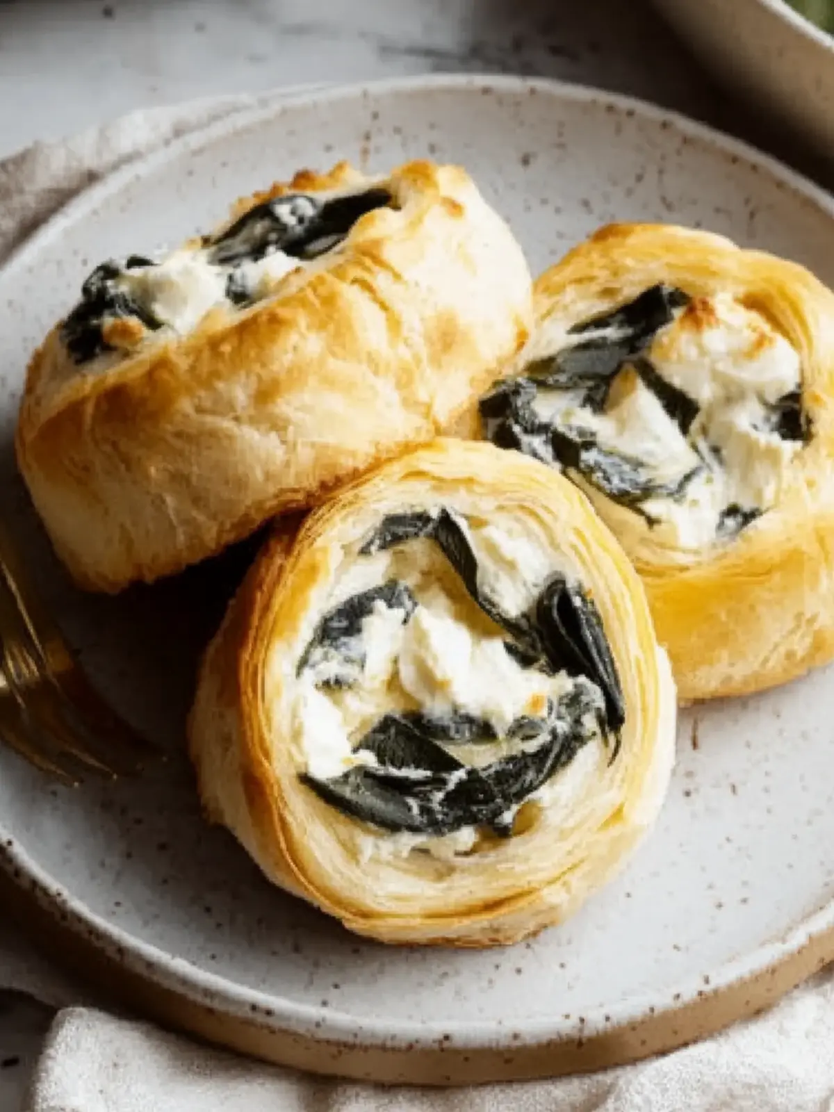 Blätterteig Spinat Feta Schnecken für jeden Snack-Liebhaber 2 Blätterteig, Spinat, Feta, Schnecken