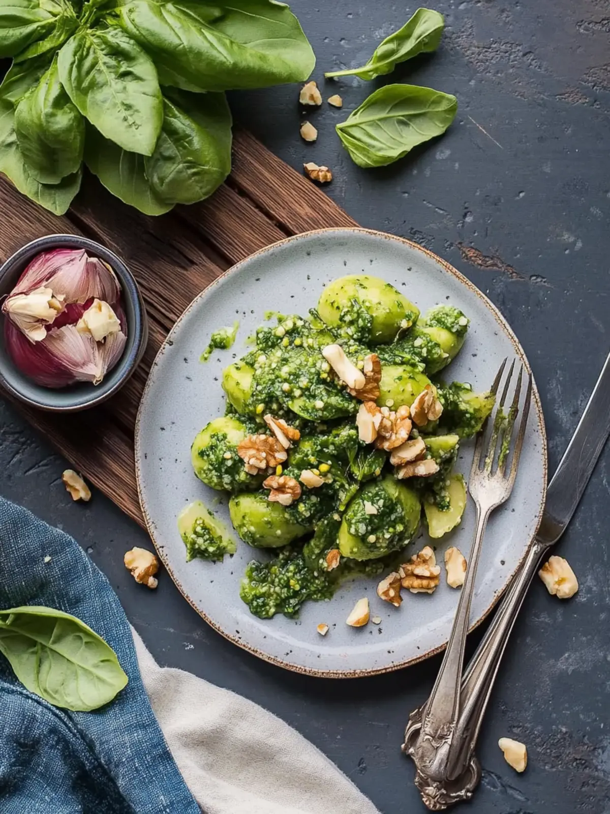 Wilde Knoblauch-Gnocchi mit Pesto und Pinienkernen 3 Wilde Knoblauch-Gnocchi mit wildem Knoblauch-Pesto und Pinienkerne