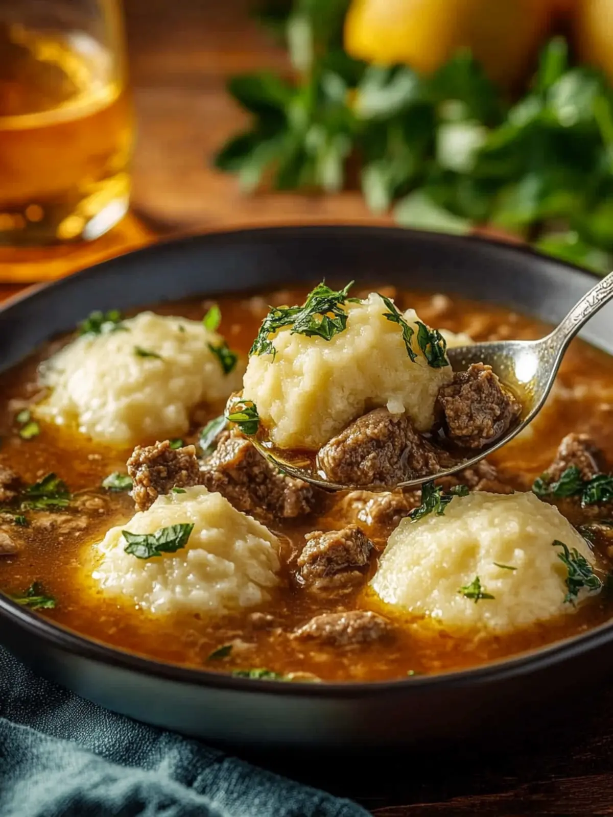 Herzhafter Rindereintopf mit Kräuterknödeln Genuss 2 Herzhafter Rindereintopf mit Kräuterknödeln