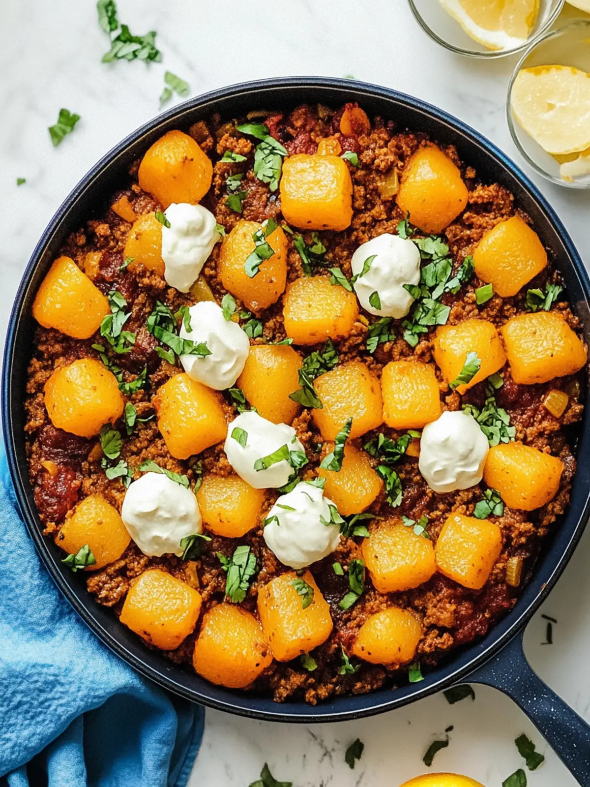 Kartoffelpfanne mit Hackfleisch und Zwiebeln für Familie 5 Kartoffelpfanne mit Hackfleisch und Zwiebeln
