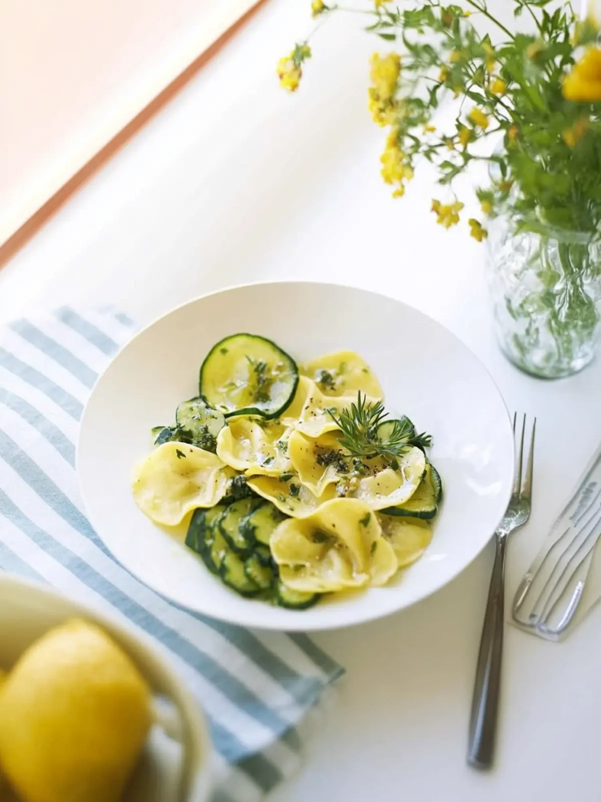 Hausgemachte vegetarische Ravioli mit Pilzen und Ricotta 5 Hausgemachte vegetarische Ravioli mit Füllung aus Pilzen, Ricotta und Petersilie
