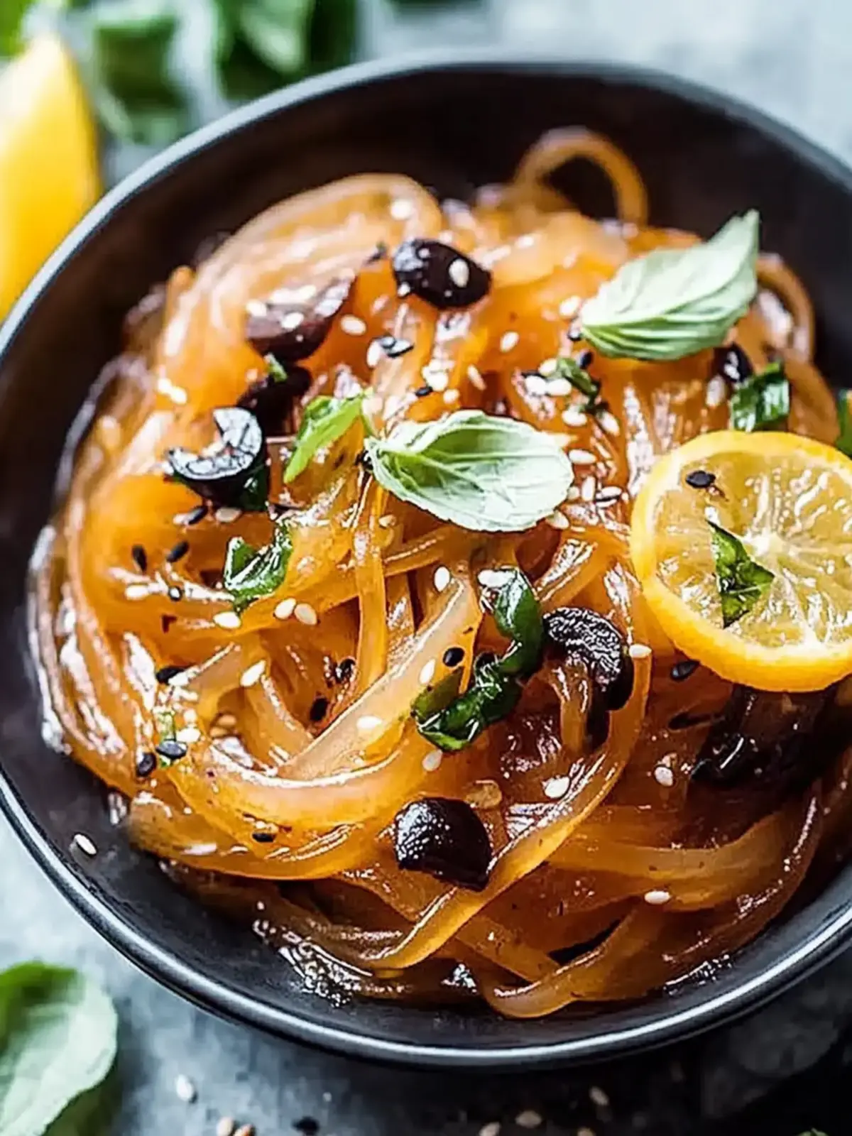 Würzige Ingwer- und Sesamnudeln mit Pilzen genießen 3 Würzige Ingwer- und Sesamnudeln mit karamellisierten Pilzen