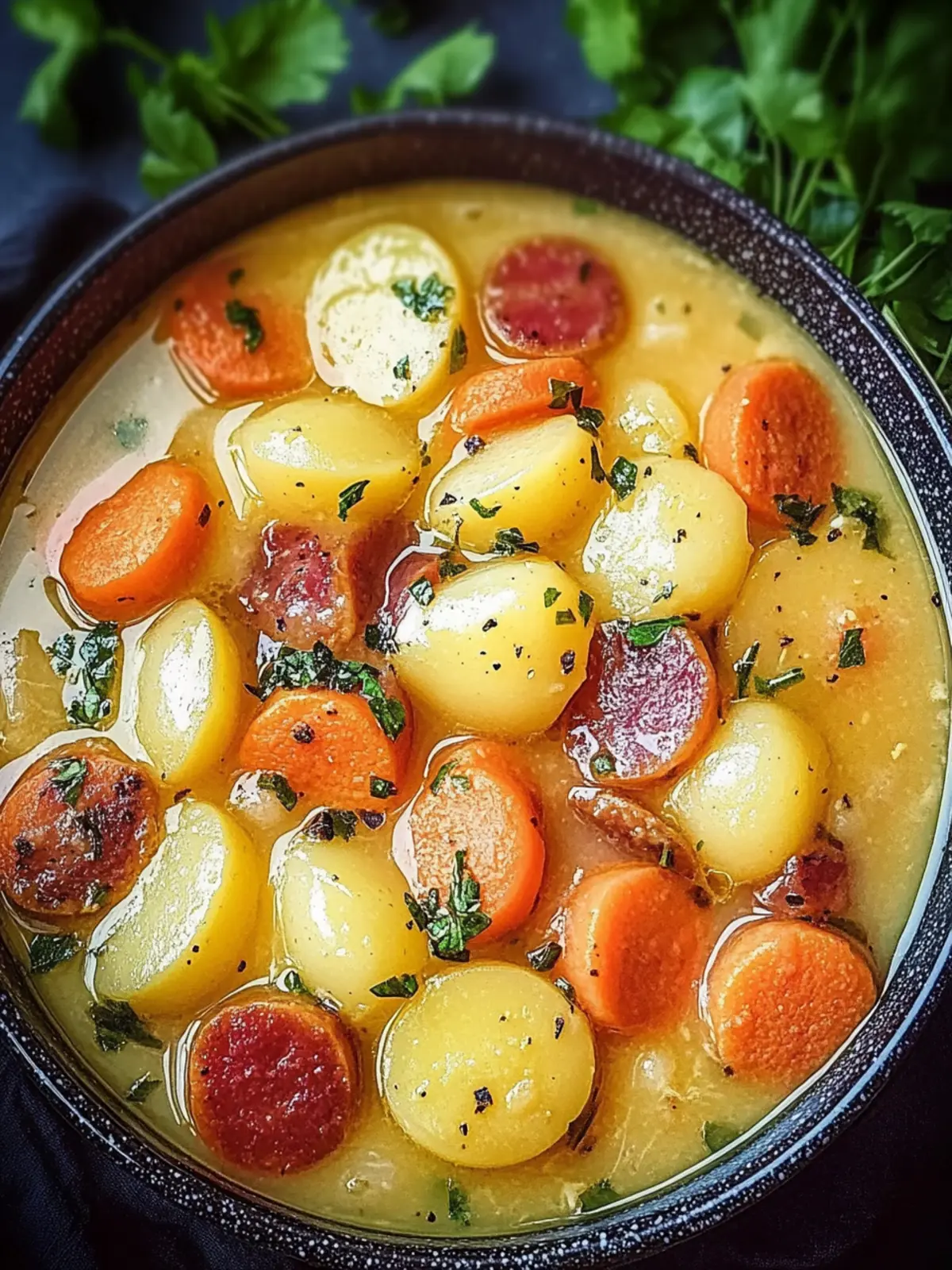 Leckeres Eintopfgericht mit Kartoffeln und Rinderwürsten 2 Leckeres Eintopfgericht mit Kartoffeln und Rinderwürsten