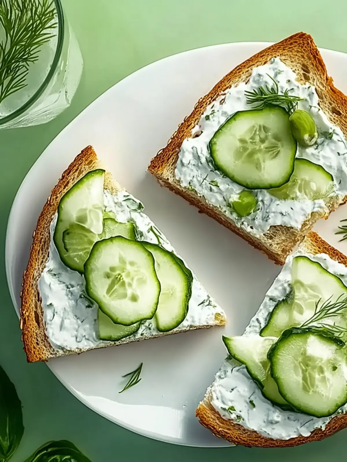 Mini-Sandwiches mit Frischkäse und Gurke für Jeden 3 Mini-Sandwiches mit Frischkäse und Gurke