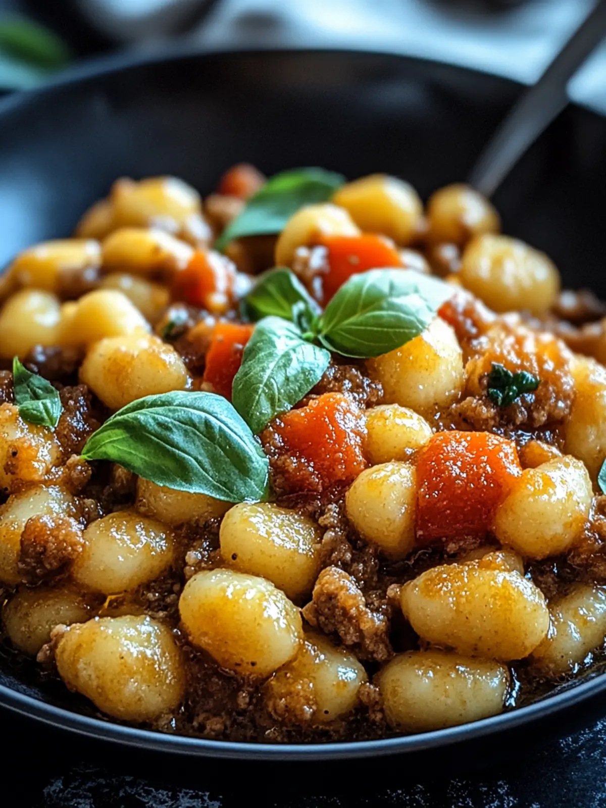 Gnocchi-Pfanne mit Hackfleisch und Paprika ganz schnell 4 Gnocchi-Pfanne