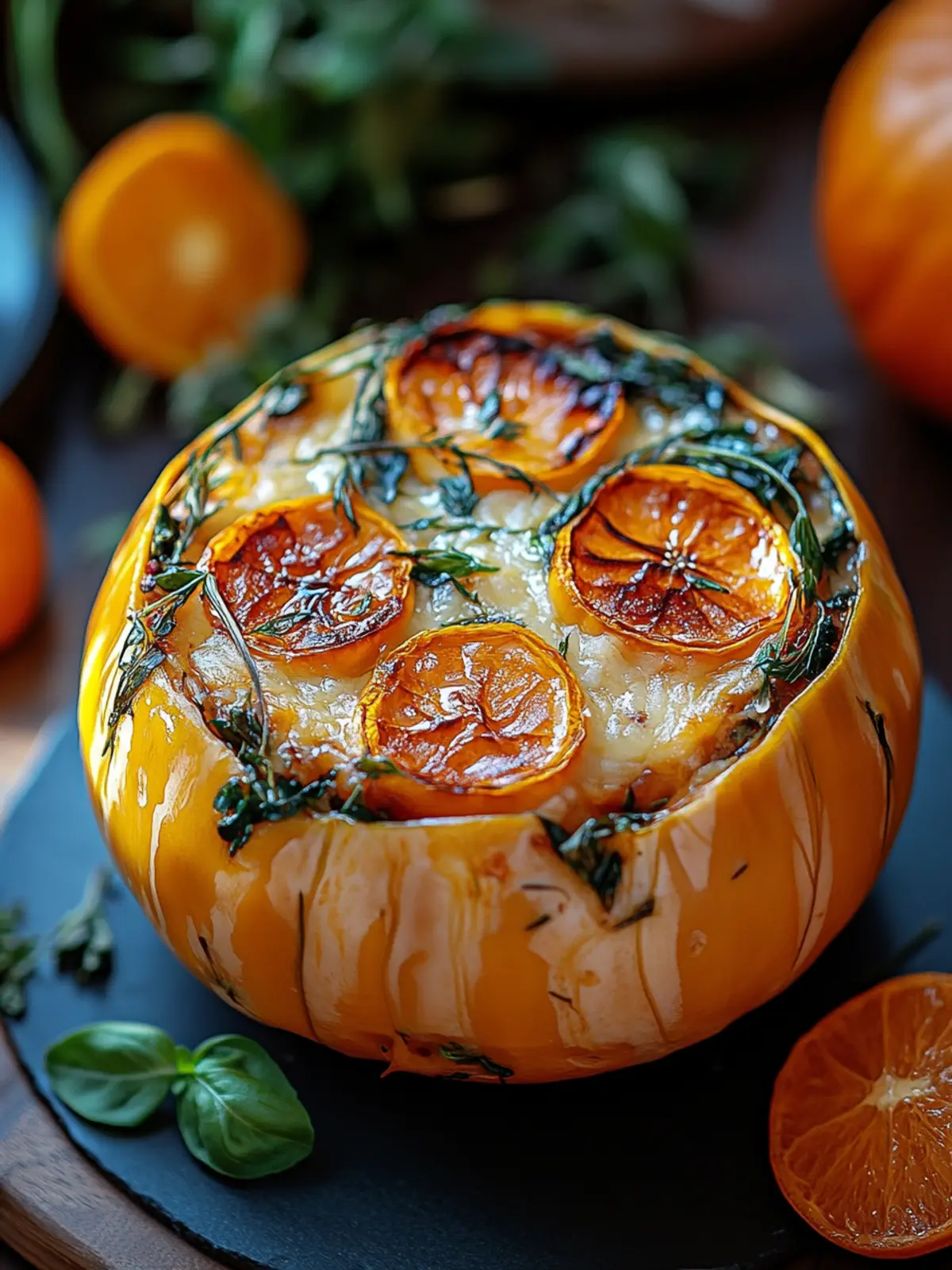 Gefüllter Kürbis mit gebackenem Käse für Herbstgenuss 3 Gefüllter Kürbis mit gebackenem Käse