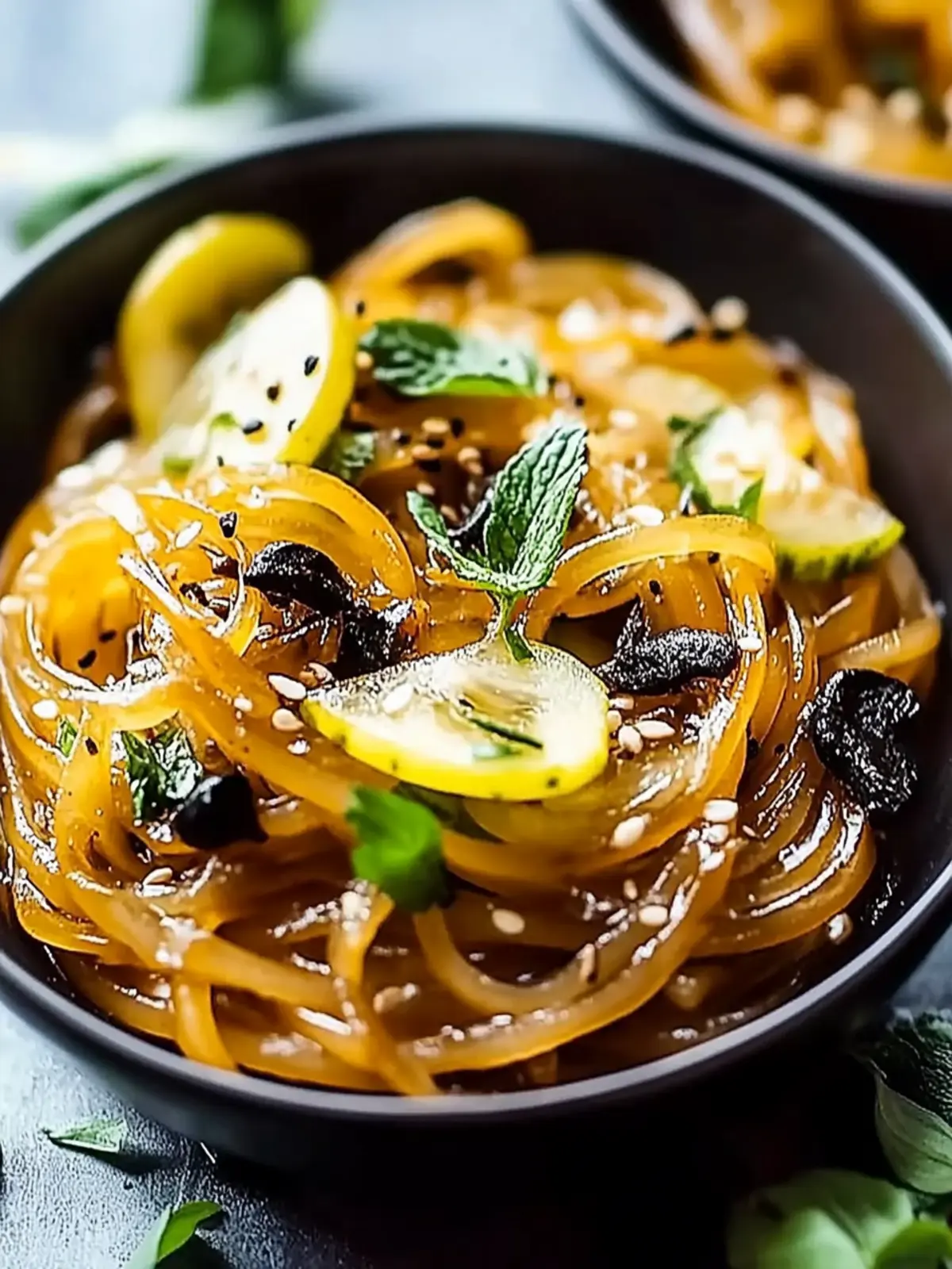 Würzige Ingwer- und Sesamnudeln mit Pilzen genießen 5 Würzige Ingwer- und Sesamnudeln mit karamellisierten Pilzen