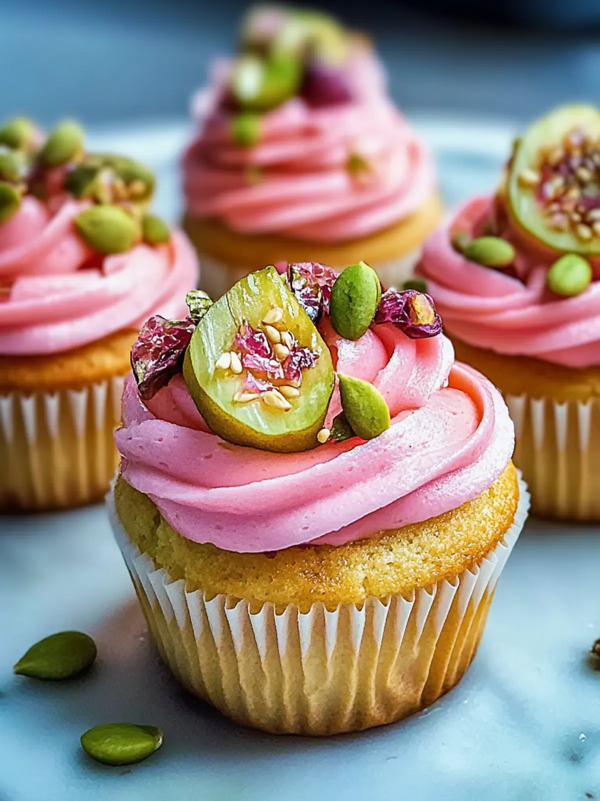 Vegane Mini-Rosen- und Pistazienmuffins leicht gemacht 2 Vegane Mini-Rosen- und Pistazienmuffins