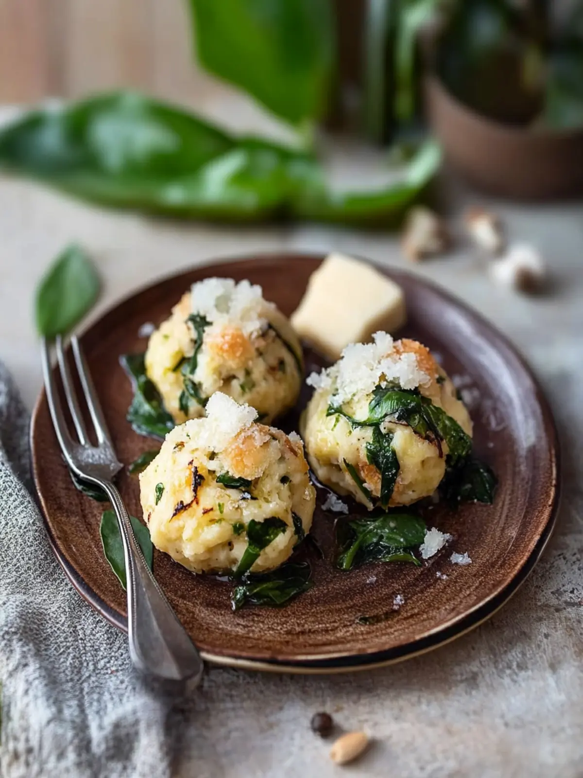 Scharfe Bärlauchknödel mit Bergkäse genießen 3 Scharfe Bärlauchknödel mit Bergkäse und brauner Butter