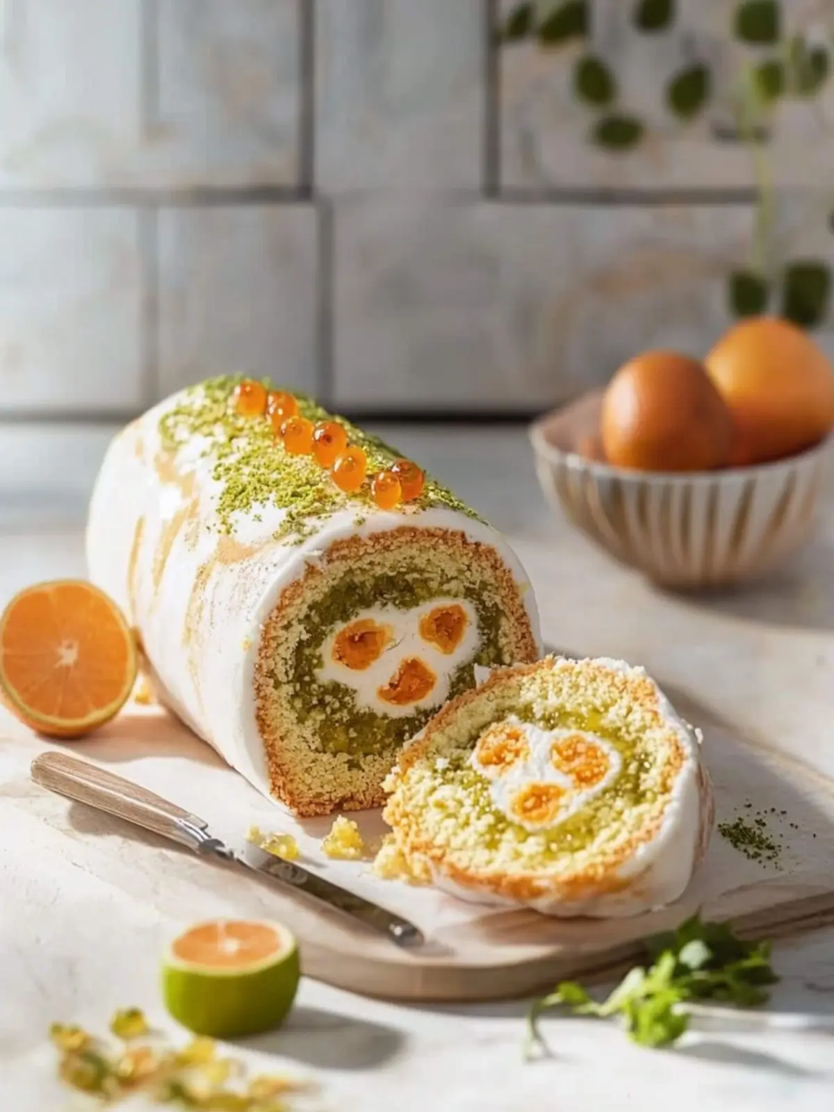 Karottenkuchen Biskuitrolle mit Frischkäsefüllung frisch genießen 2 Karottenkuchen Biskuitrolle mit Frischkäsefüllung