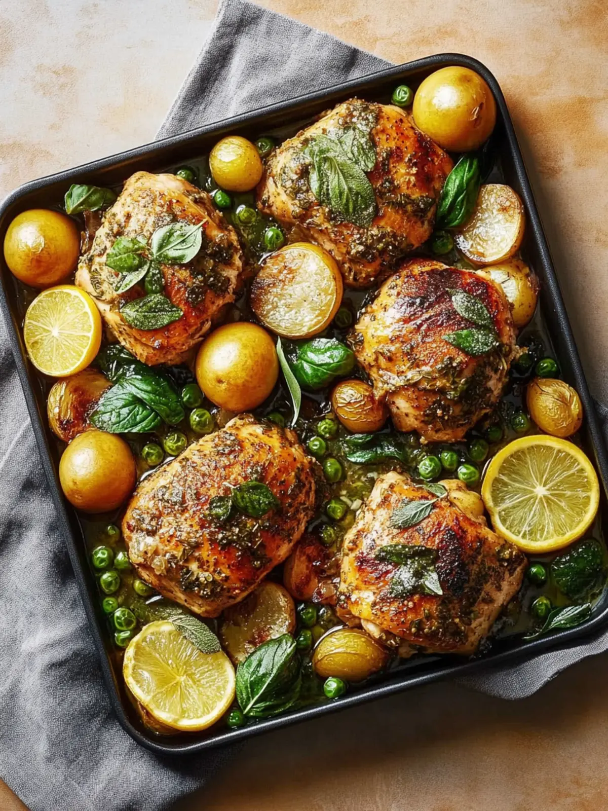 Zitronige Blechpfannen-Hühnchen mit Oliven und Bohnen 3 Zitronige Blechpfannen-Hühnchen mit Oliven, Kartoffeln und Bohnen