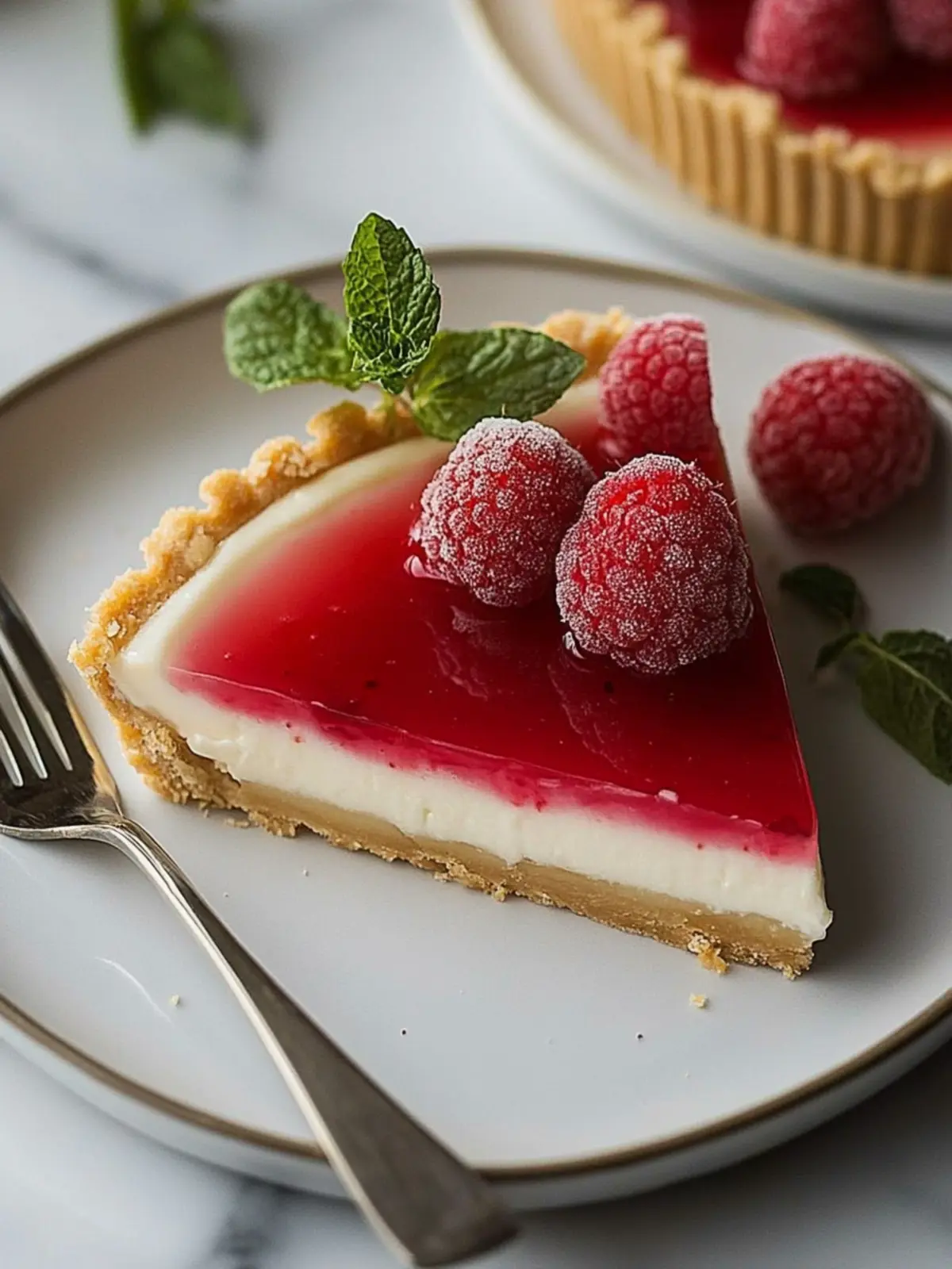 Cremige Himbeerkäsekuchen-Tarte mit Mandelbasis 4 Cremige Himbeerkäsekuchen-Tarte mit Mandelbasis