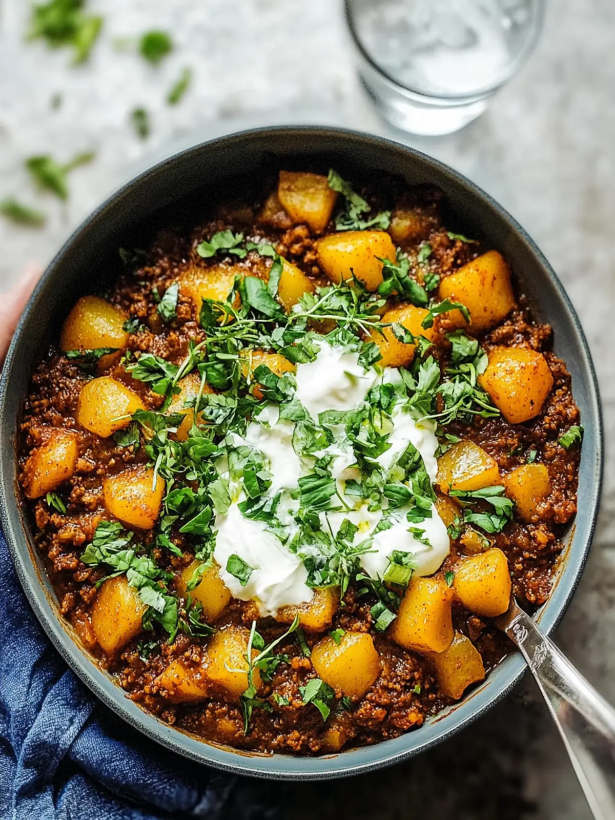 Kartoffelpfanne mit Hackfleisch und Zwiebeln für Familie 2 Kartoffelpfanne mit Hackfleisch und Zwiebeln