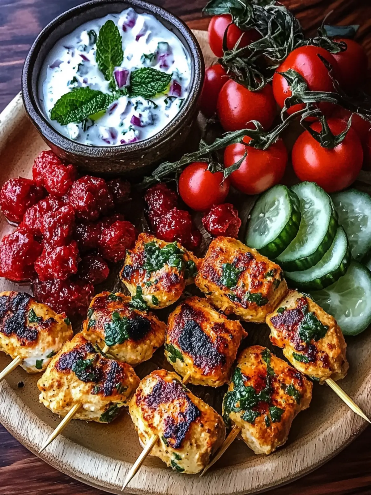 Mittelmeer Hähnchenspieße mit Mezze Platte genießen 5 Mittelmeer Hähnchenspieße mit Mezze Platte