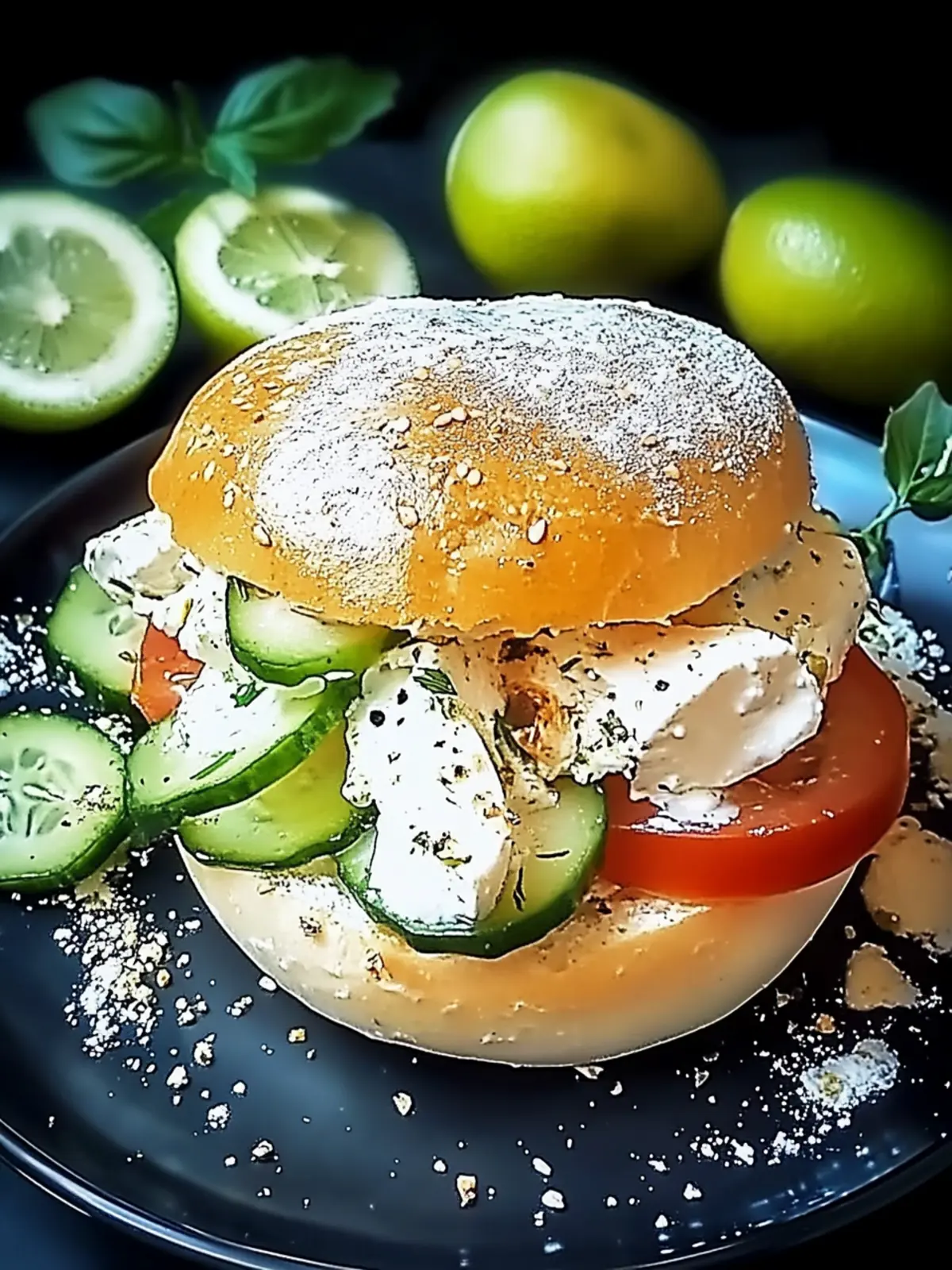 Heißer Schafskäse in Fladenbrot