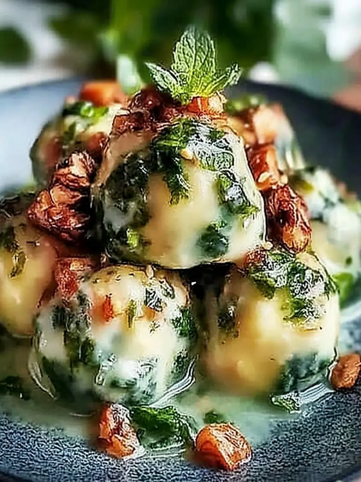 Spinatknödel mit Pilzragout für Genießer 3 Spinatknödel mit Pilzragout