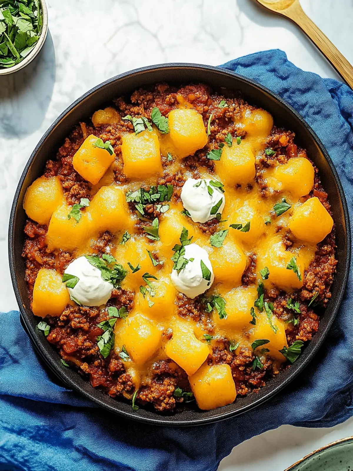 Kartoffelpfanne mit Hackfleisch und Zwiebeln für Familie 3 Kartoffelpfanne mit Hackfleisch und Zwiebeln
