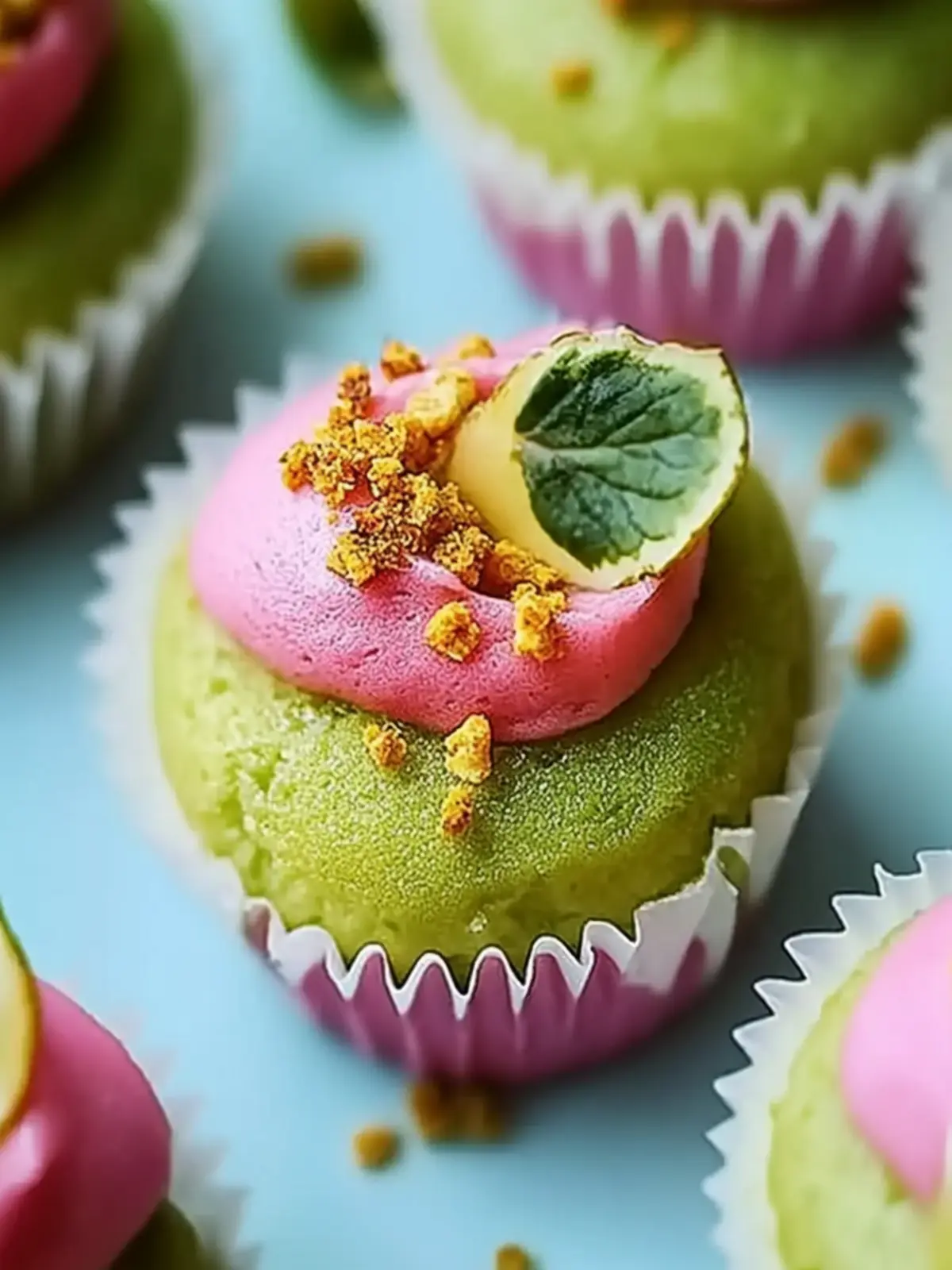 Vegane Mini-Rosen-Pistazien-Cupcakes zaubern Freude 4 Vegane Mini-Rosen-Pistazien-Cupcakes