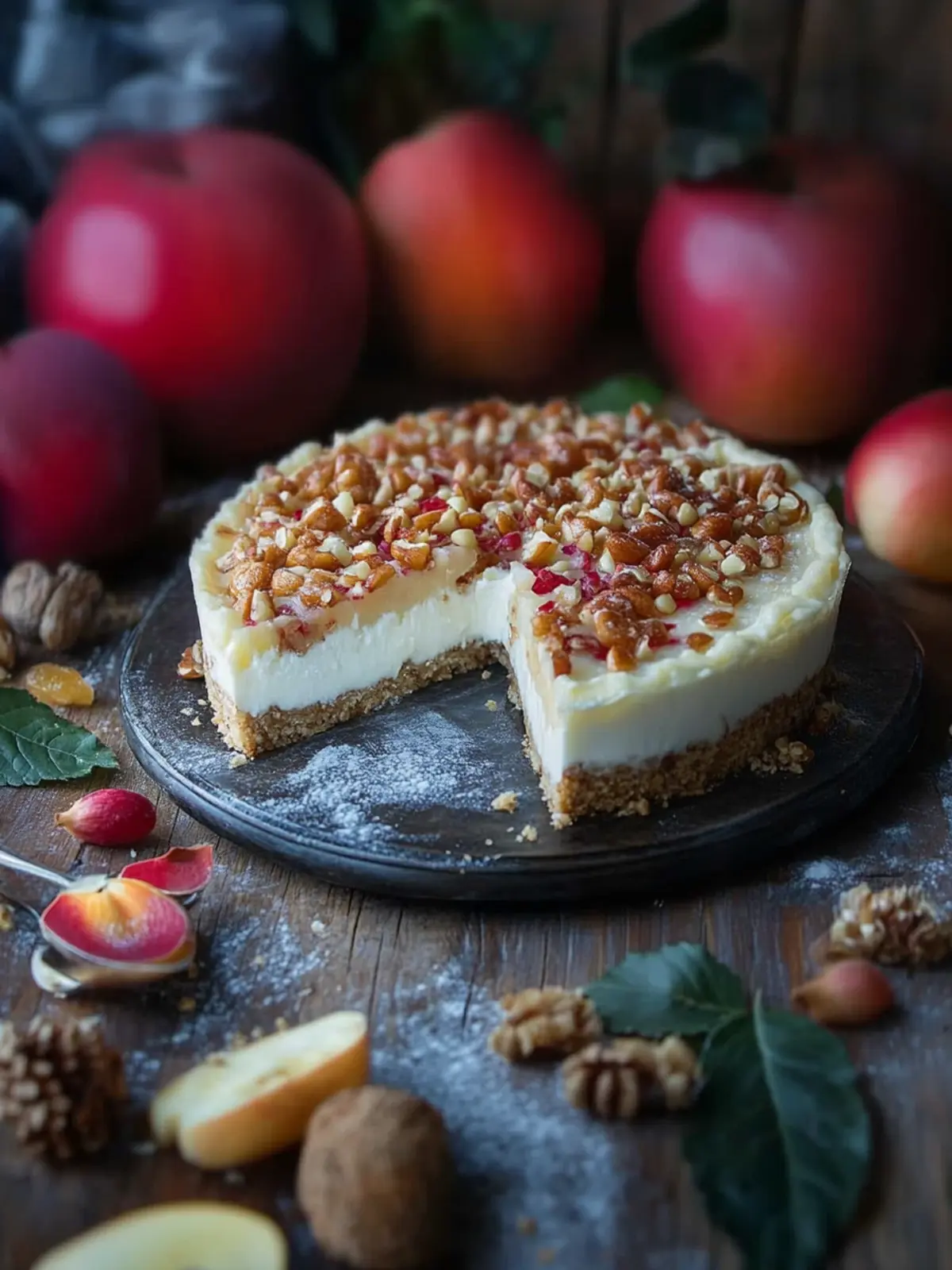 Würziger gebackener Apfelkäsekuchen mit Zimtkruste 2 Würziger gebackener Apfelkäsekuchen mit Zimtkruste