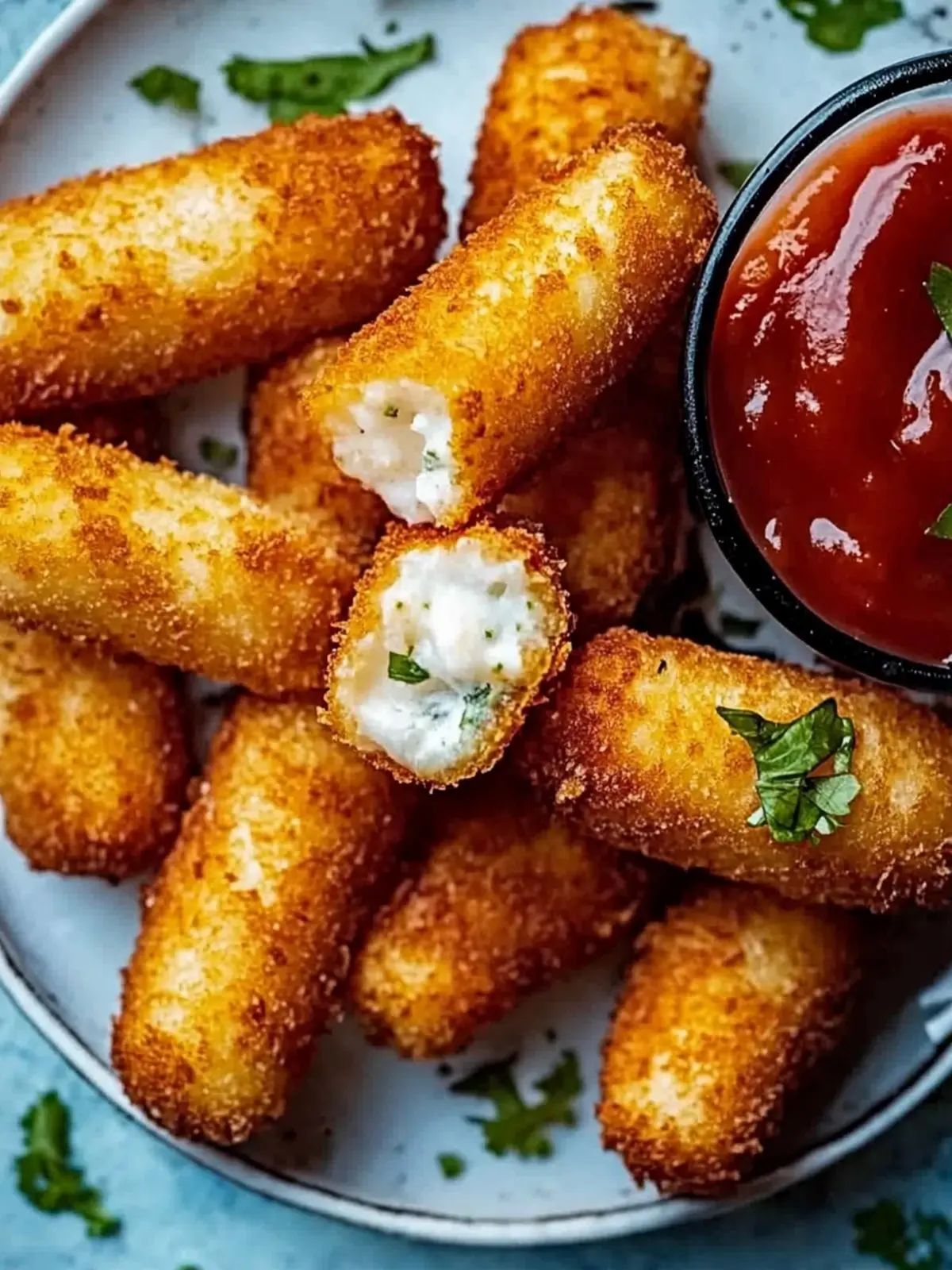 Crispy Airfryer Mozzarella-Sticks in 10 Minuten 4 Airfryer Mozzarella-Sticks