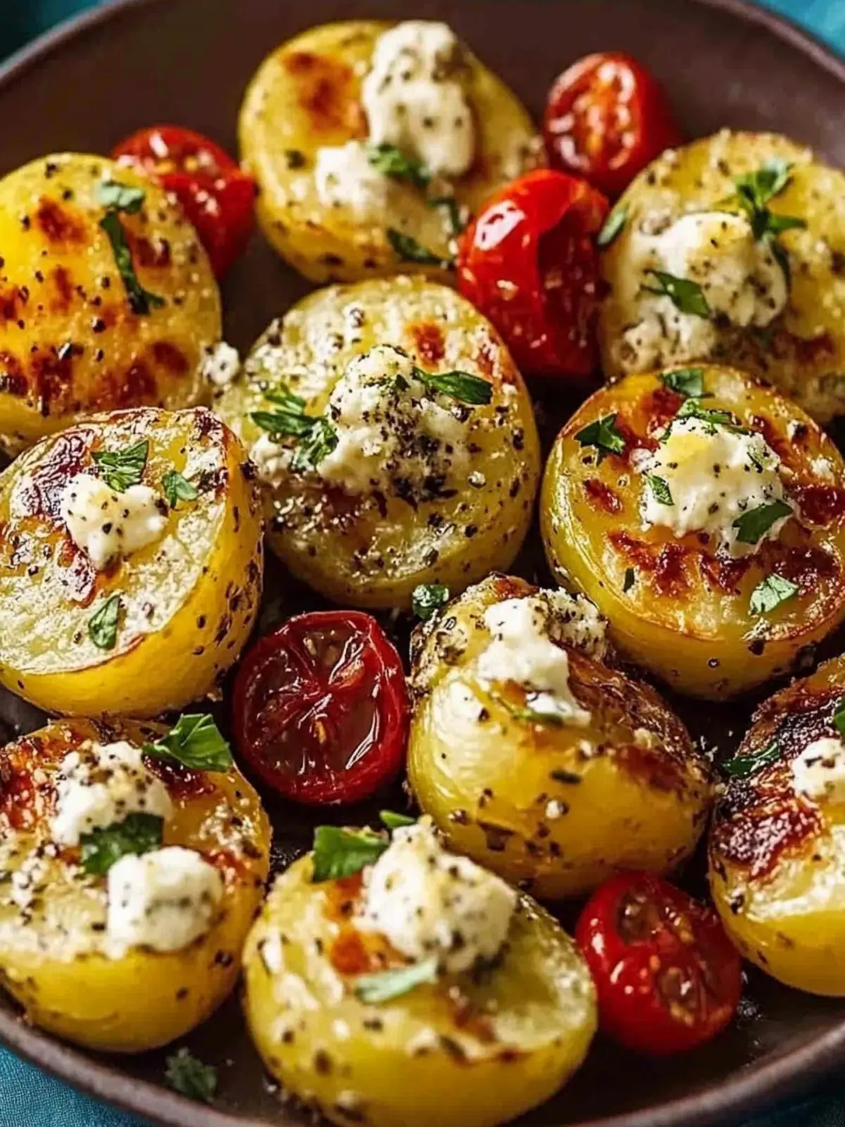 Crispy ofen gebackene Kartoffeln mit Feta lecker leicht 2 Crispy ofen gebackene Kartoffeln mit Feta