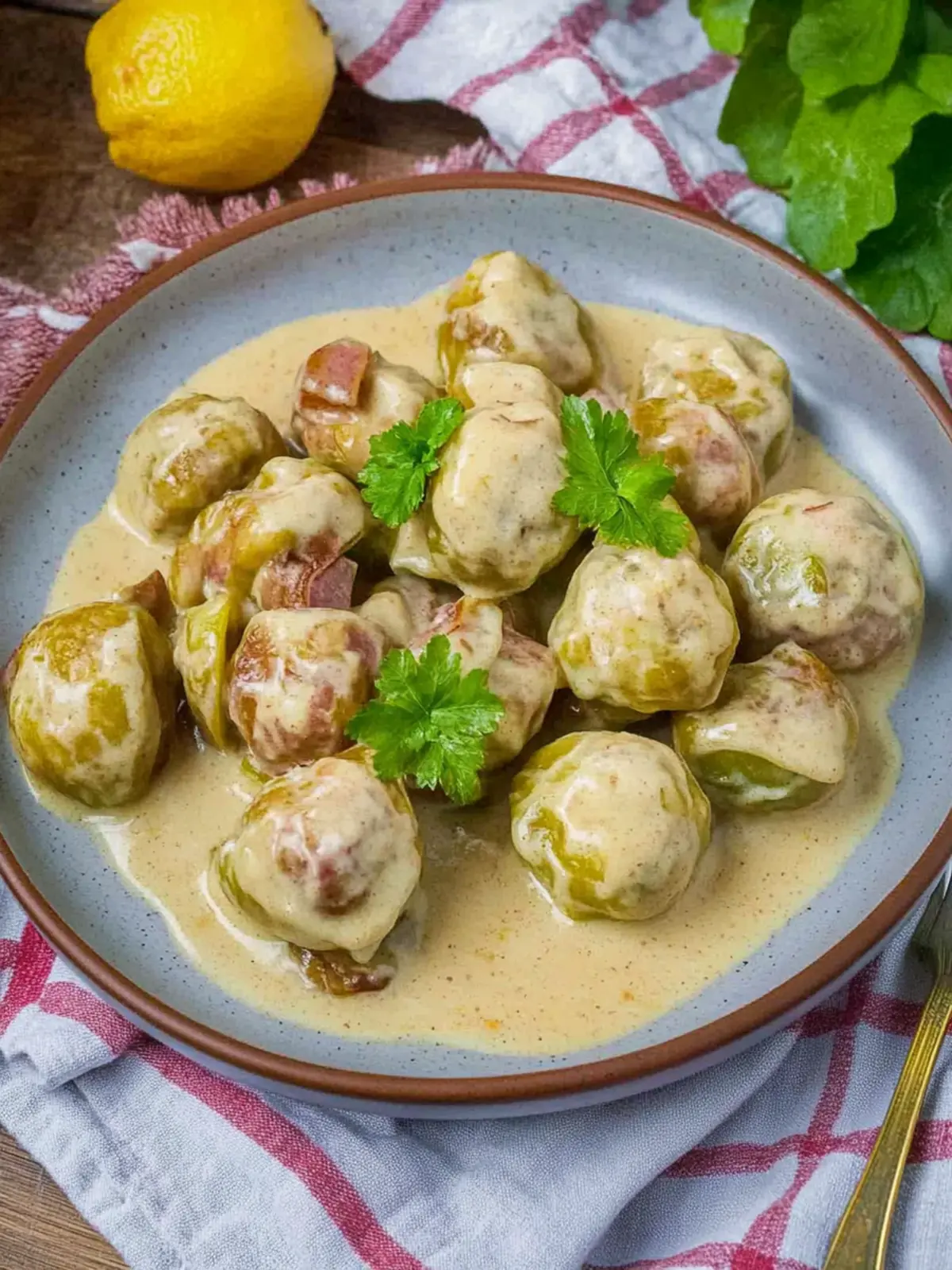 Cremige Rosenkohl mit Speck für den Winterzauber 3 Cremige Rosenkohl mit Speck und cremiger Sauce