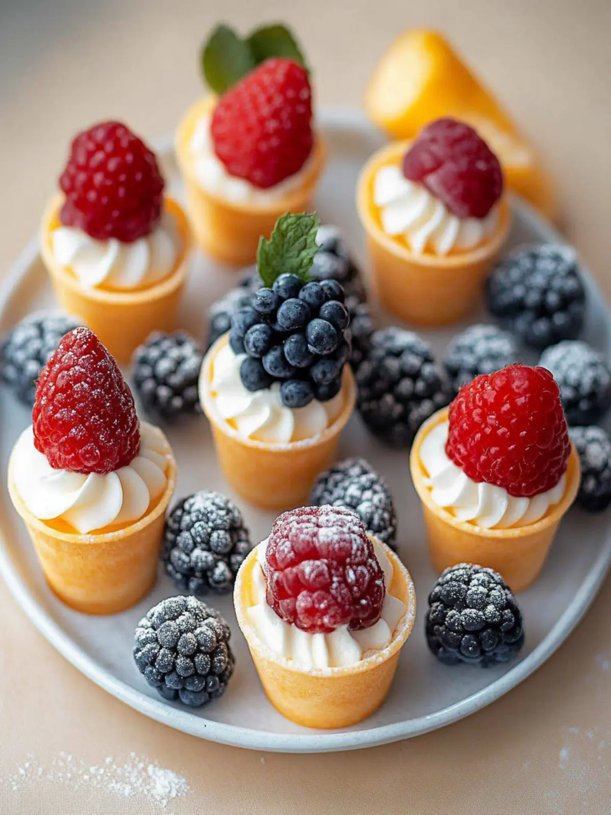 Fruchtdessert in einer Waffeltüte: Frisch & Vegan 3 Fruchtdessert in einer Waffeltüte