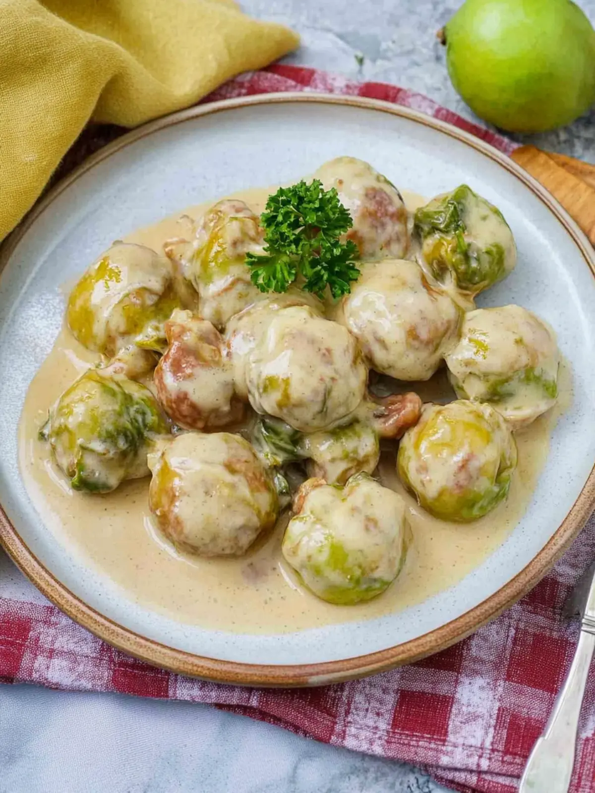 Cremige Rosenkohl mit Speck für den Winterzauber 5 Cremige Rosenkohl mit Speck und cremiger Sauce