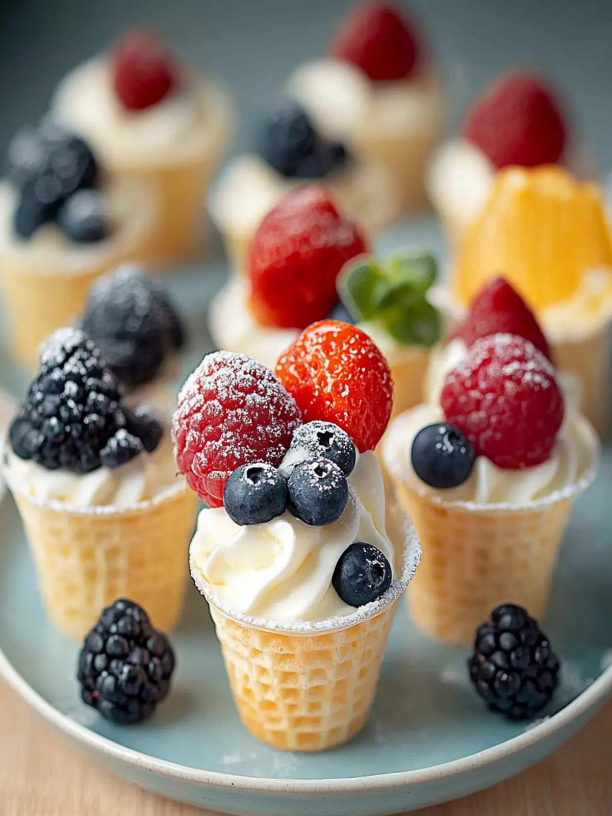 Fruchtdessert in einer Waffeltüte: Frisch & Vegan 5 Fruchtdessert in einer Waffeltüte