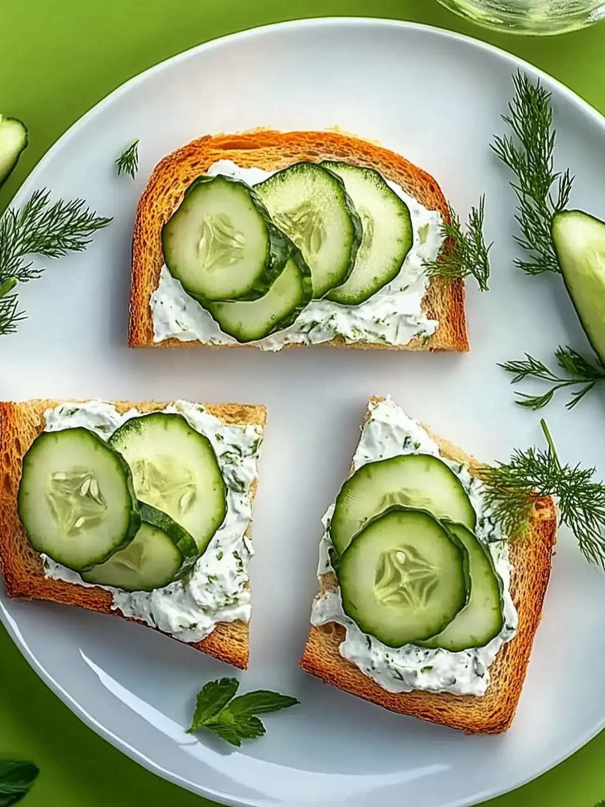 Mini-Sandwiches mit Frischkäse und Gurke für Jeden 4 Mini-Sandwiches mit Frischkäse und Gurke