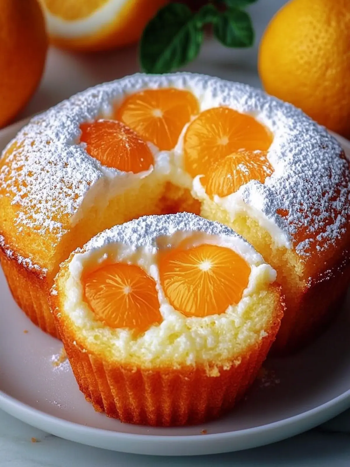 Käsekuchen-Muffins mit Mandarinen für jeden Anlass 4 Käsekuchen-Muffins mit Mandarinen