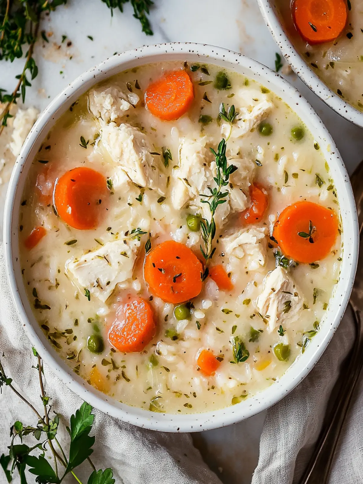 Cremige Hühnerreis Suppe