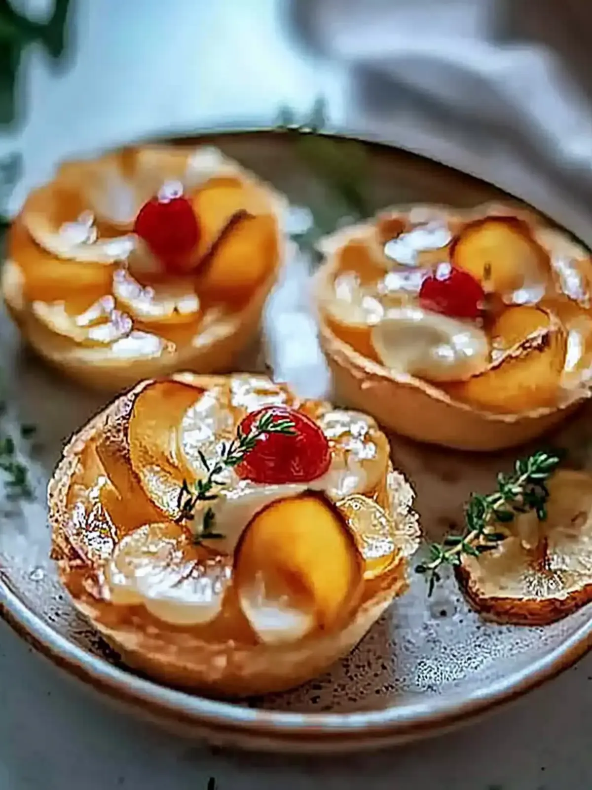 Törtchen mit karamellisierten Zwiebeln und Ziegenkäse genießen 4 Törtchen mit karamellisierten Zwiebeln und Ziegenkäse